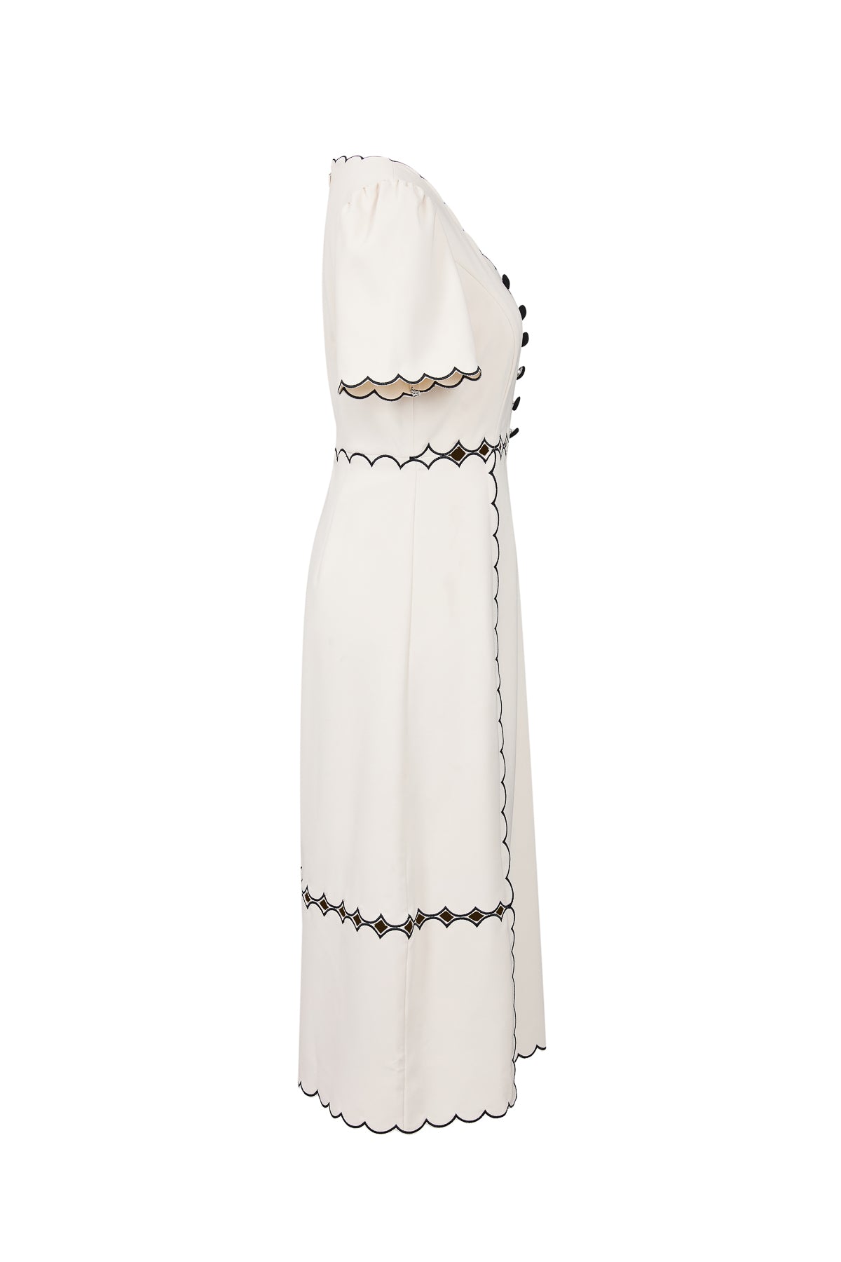 Scallop Detail Midi Dress
