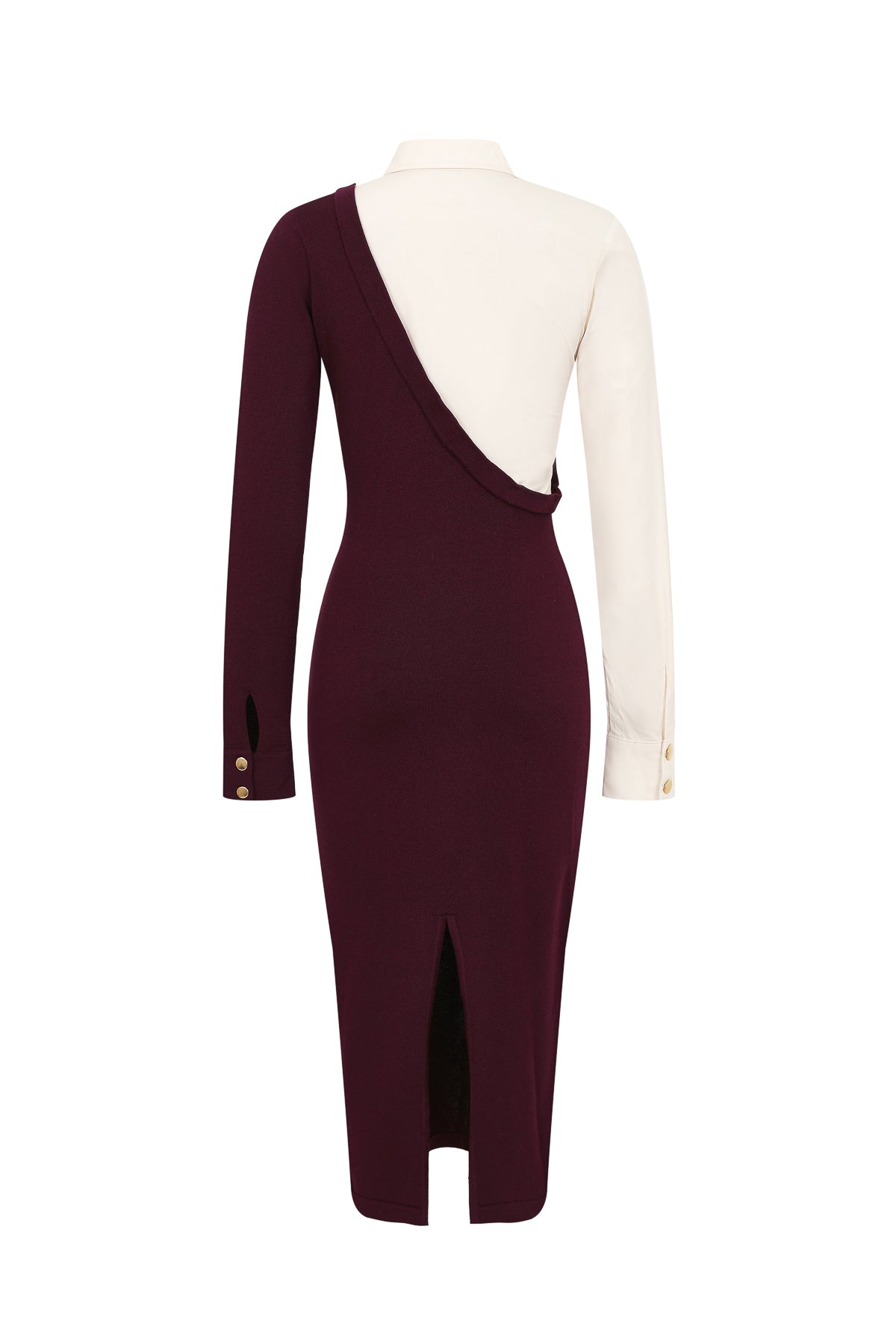 Asymmetrical Shirt Knit Mix Midi Dress