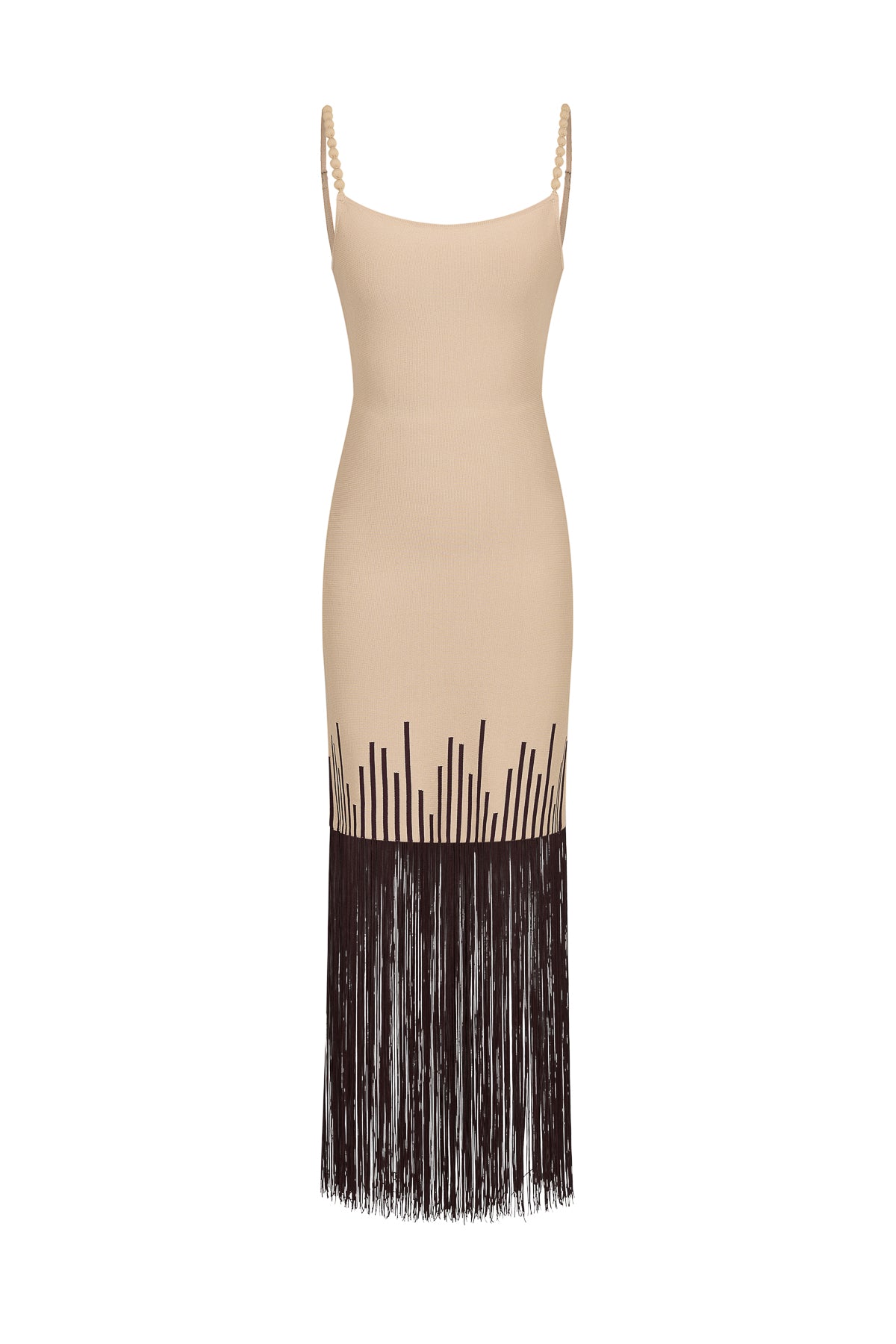 Two Tone Fringe Detail Midi Dress