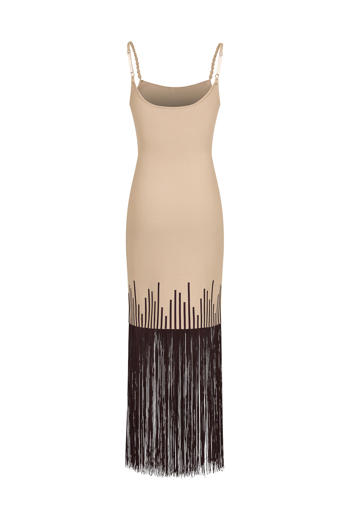 Two Tone Fringe Detail Midi Dress