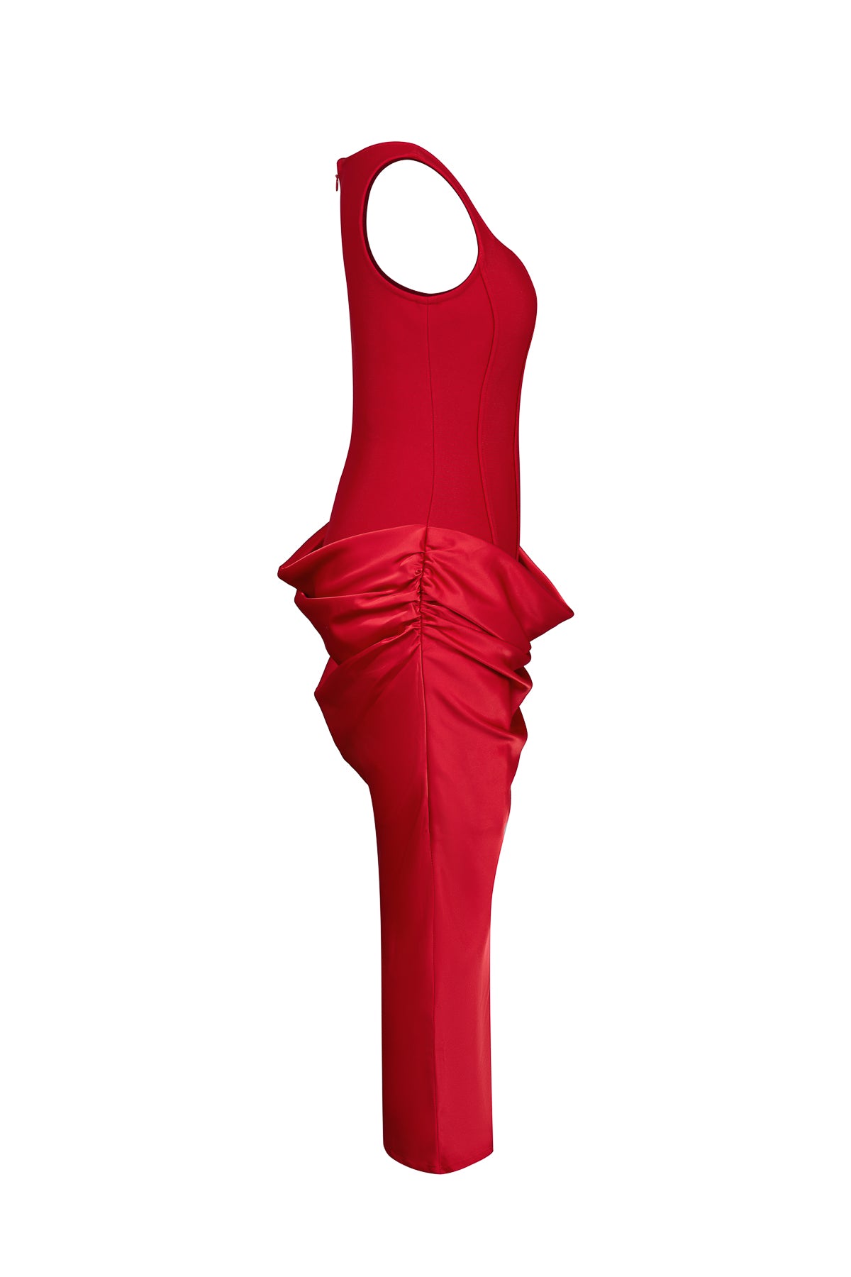 Draped Satin Bandage Midi Dress