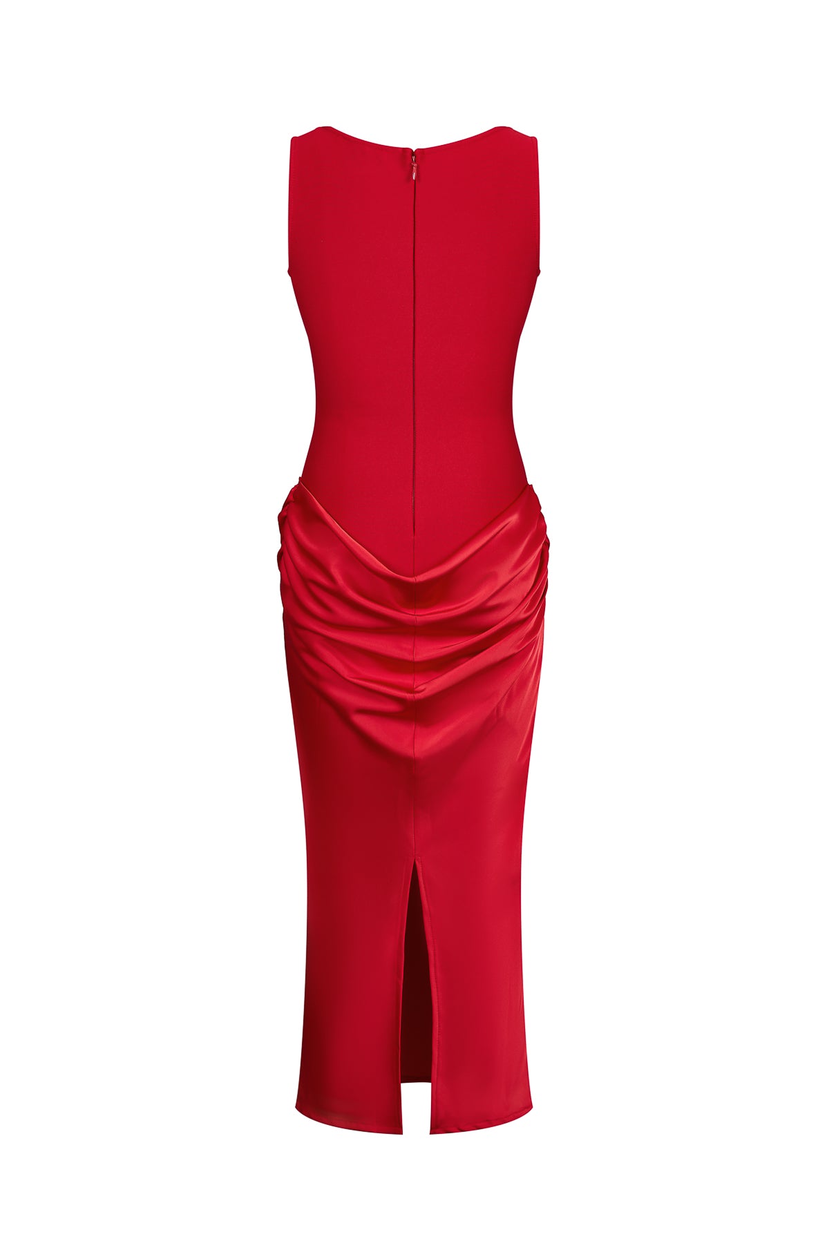 Draped Satin Bandage Midi Dress
