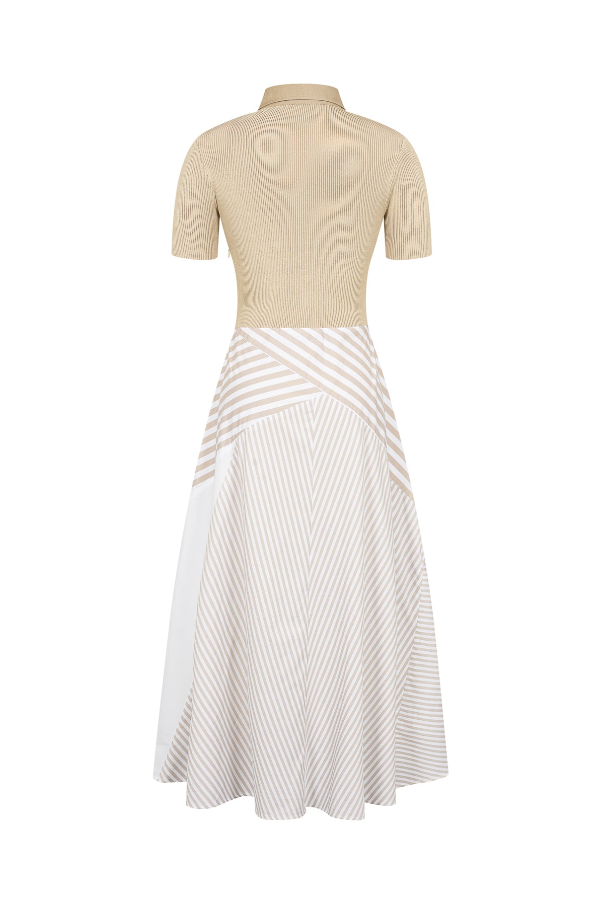 Striped Mix Short Sleeve Midi Dress
