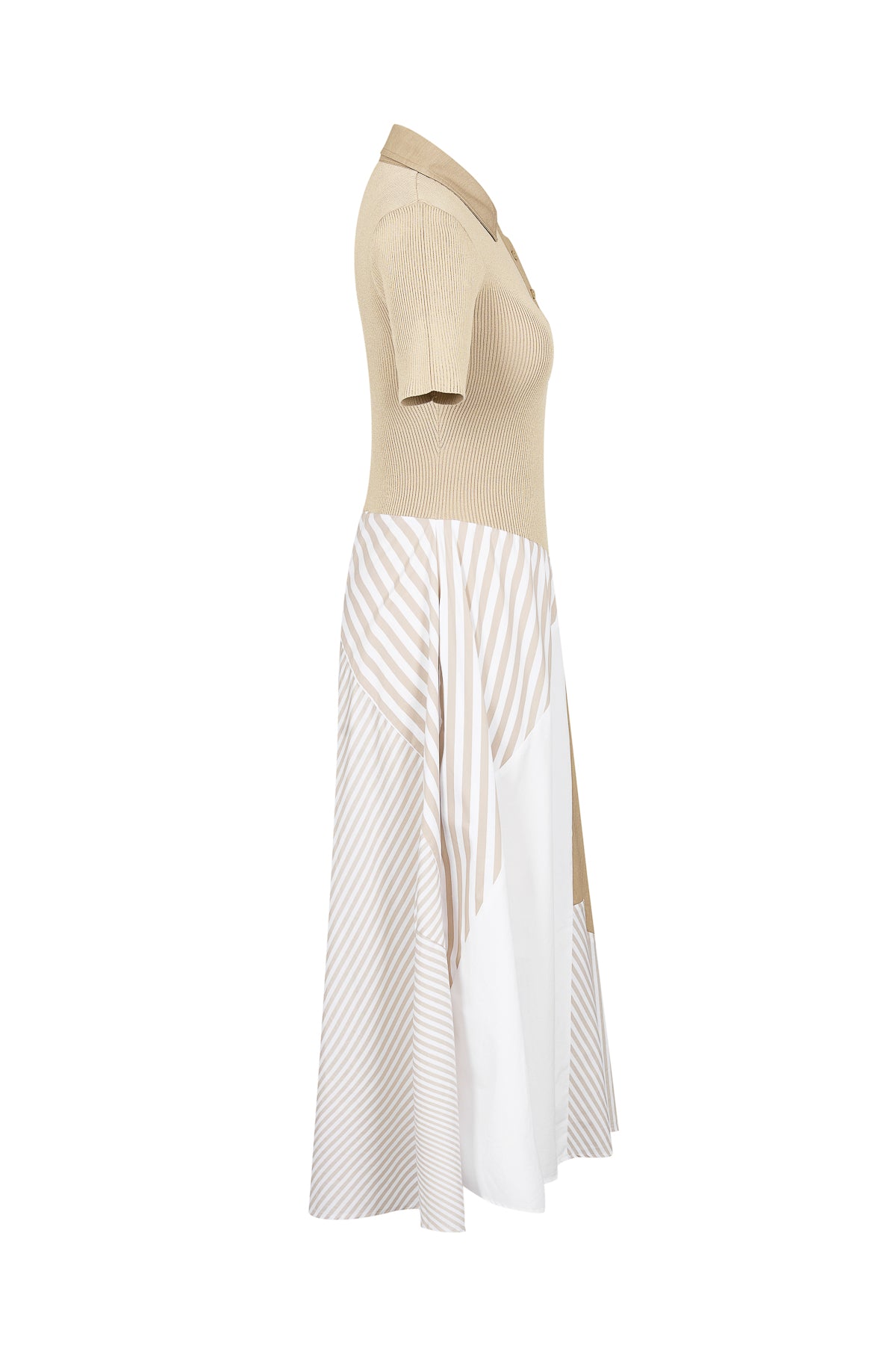 Striped Mix Short Sleeve Midi Dress