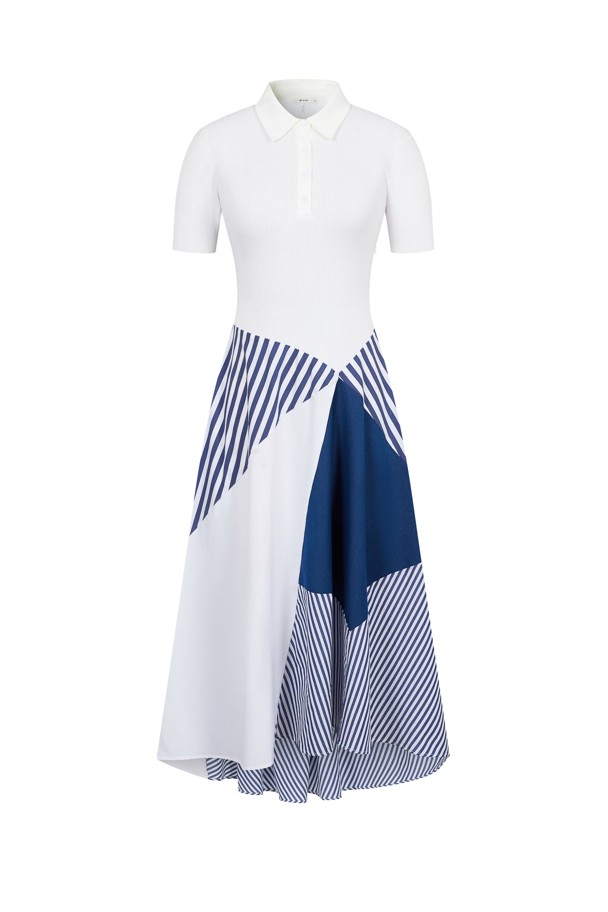 Striped Mix Short Sleeve Midi Dress