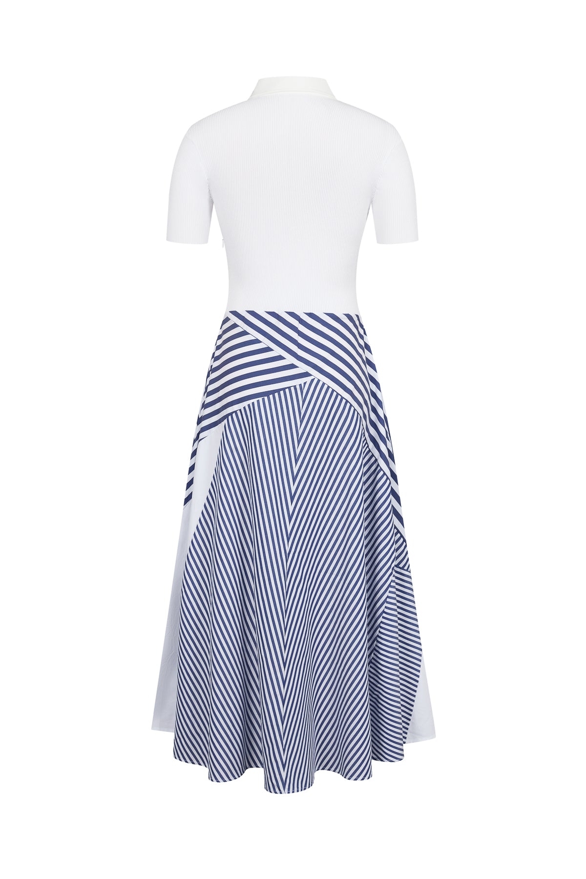 Striped Mix Short Sleeve Midi Dress