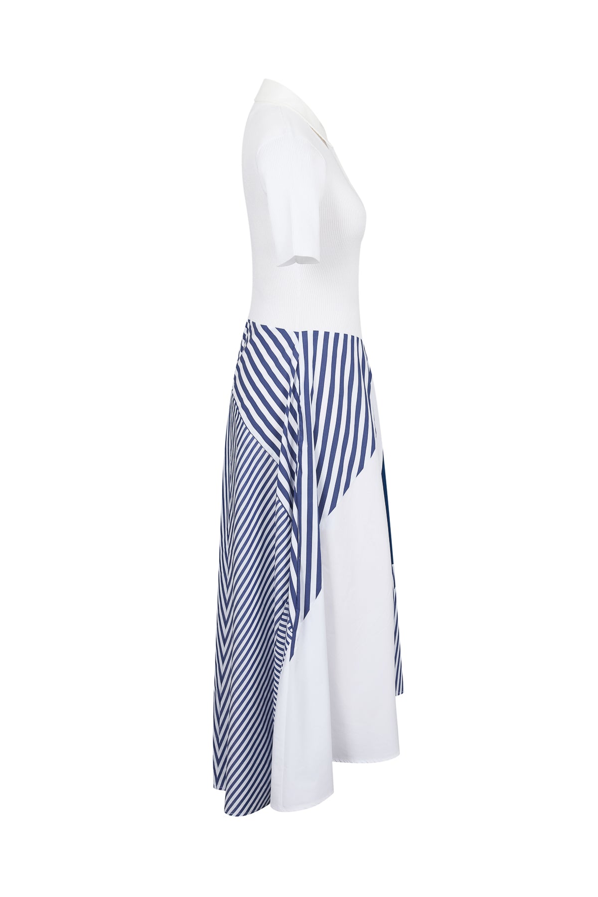 Striped Mix Short Sleeve Midi Dress
