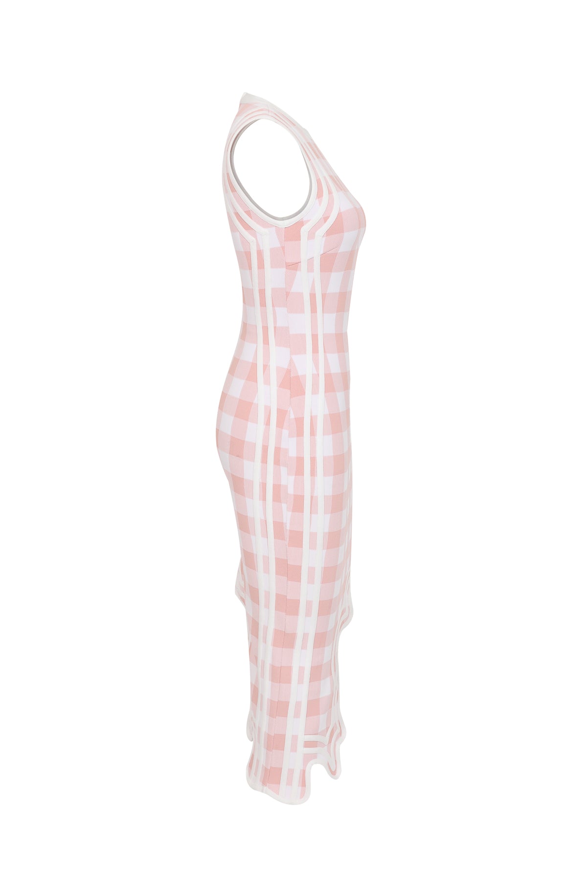 Gingham Print Bandage Asymmetrical Hem Dress