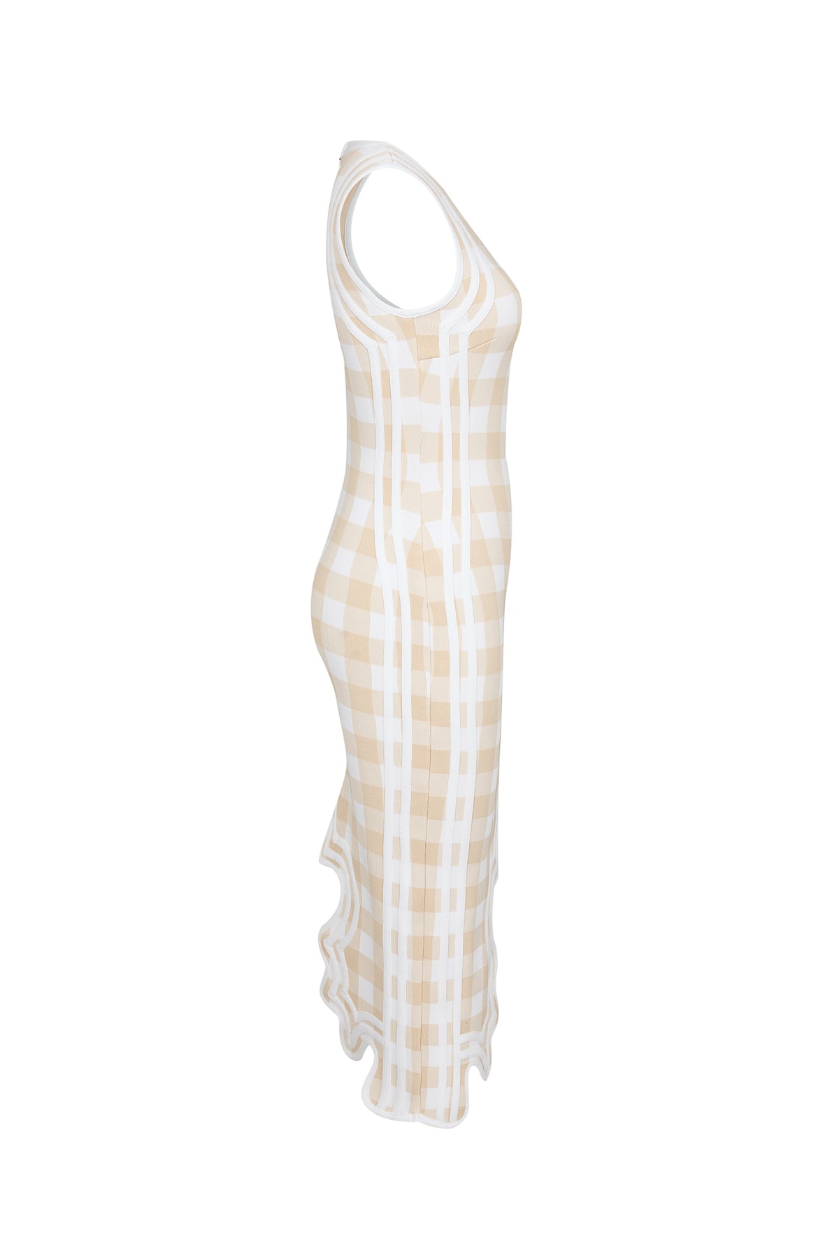 Gingham Print Bandage Asymmetrical Hem Dress
