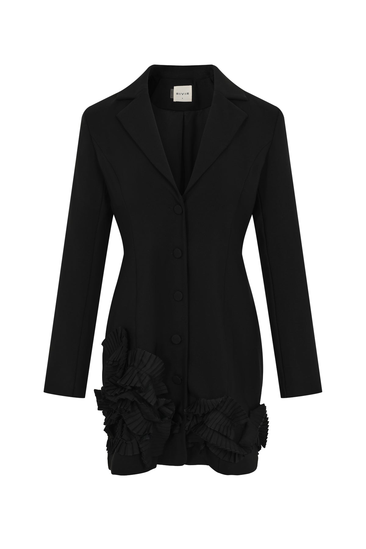 Elysian Woven Blazer Dress with Ruffle Trim