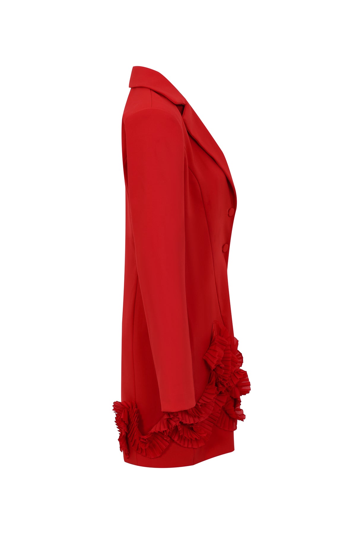 Elysian Woven Blazer Dress with Ruffle Trim