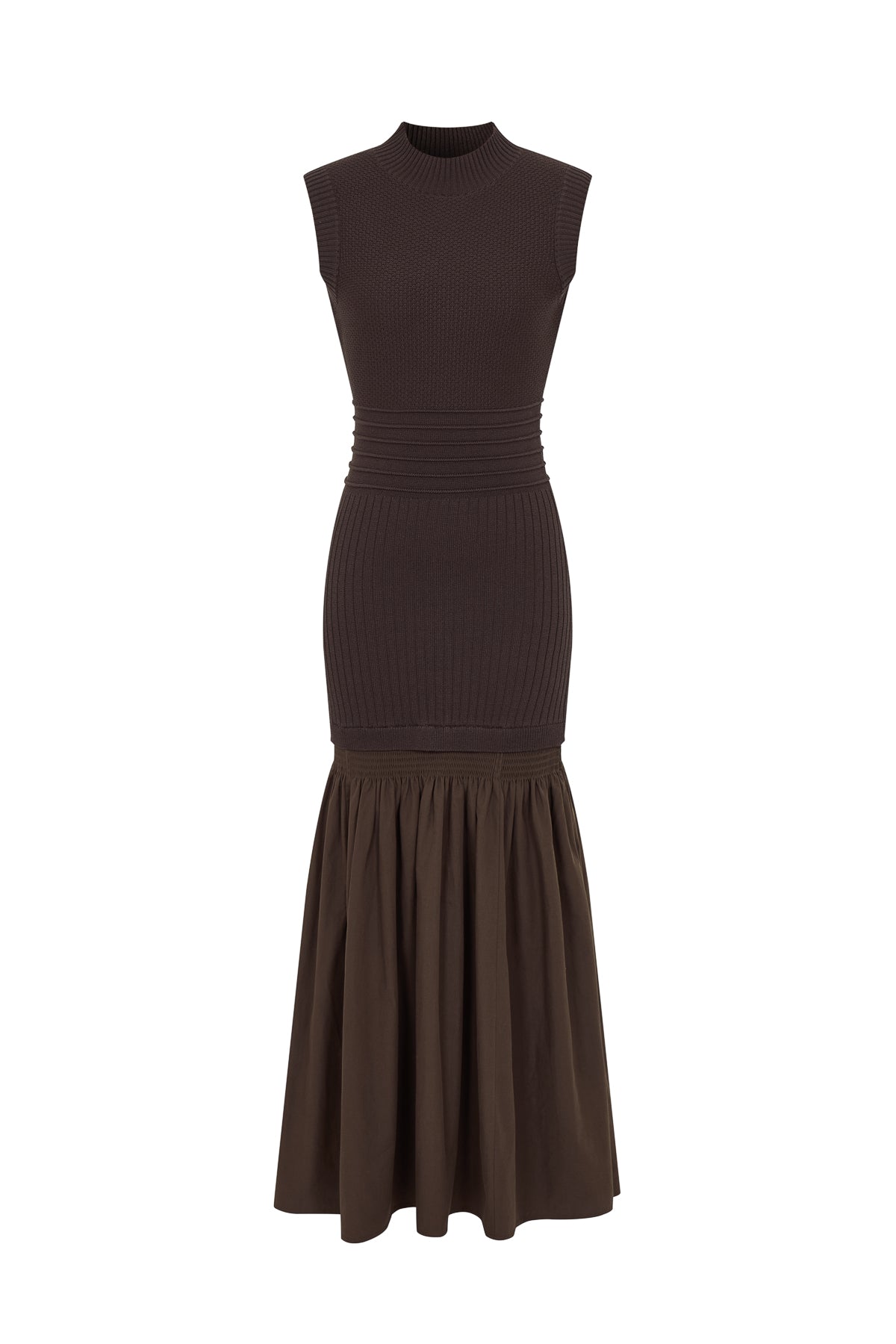 Mock-Neck Drop-Waist Sweater Midi Dress