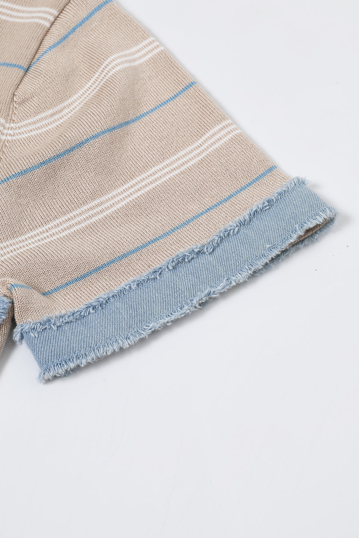 Short Sleeve Knit Dress with Stripe Pattern