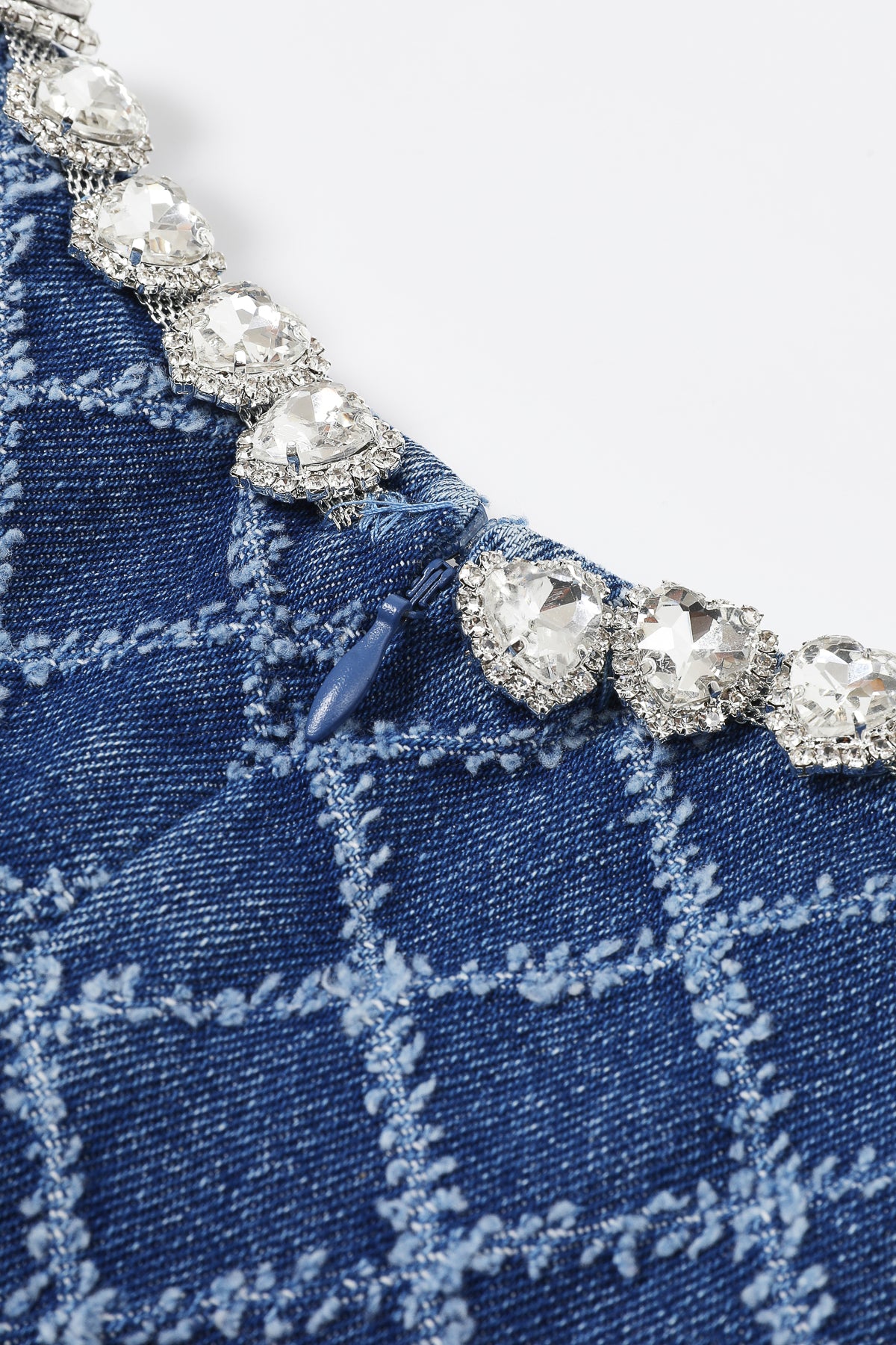 Isabeau Denim Short Sleeve Shift Dress with Heart Rhinestones
