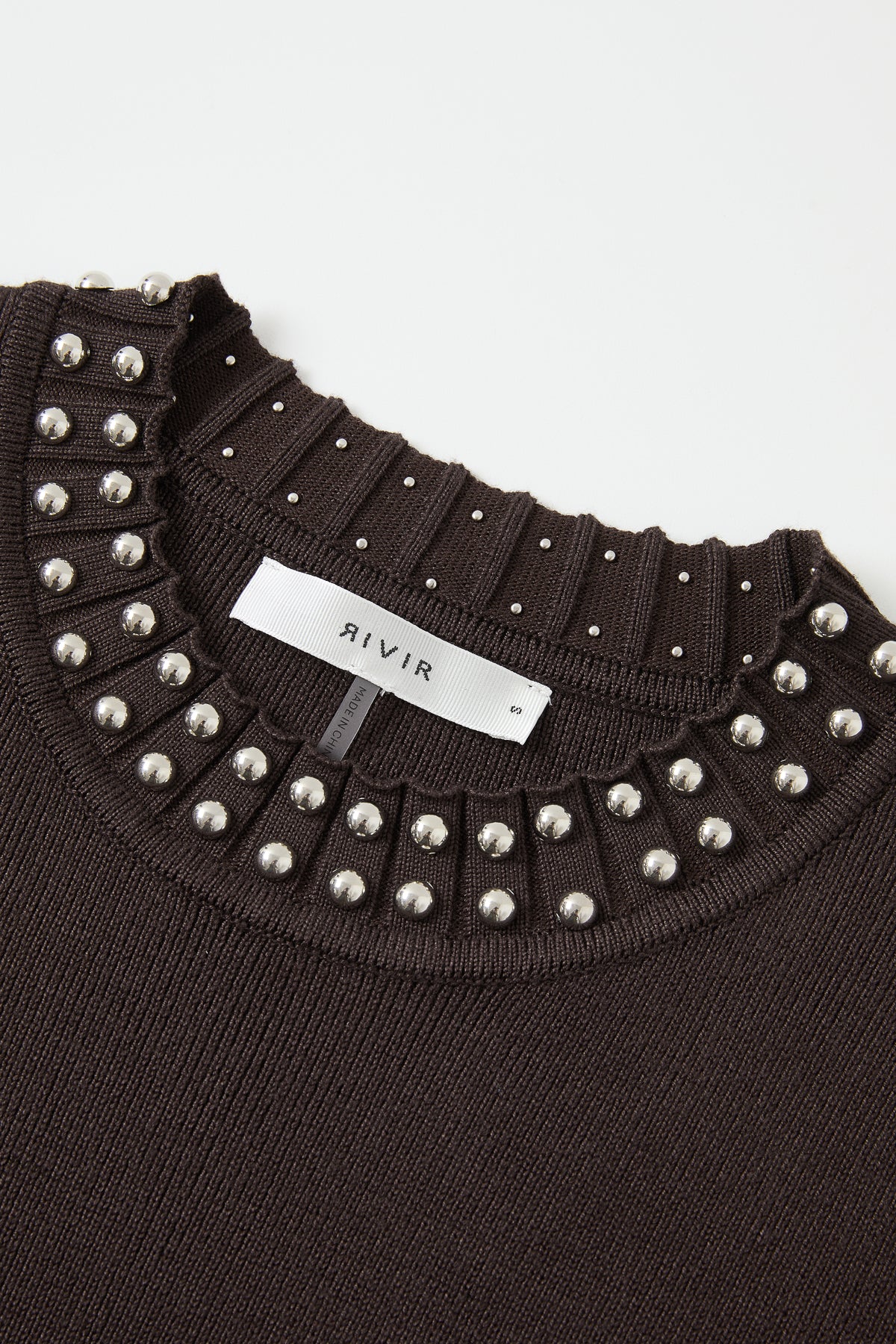 Knit Stud Embellished Short Slv Midi Dress