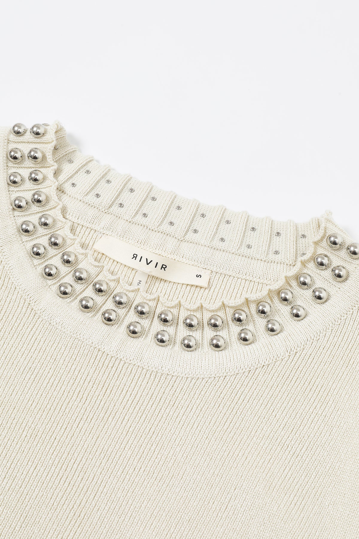 Knit Stud Embellished Short Slv Midi Dress