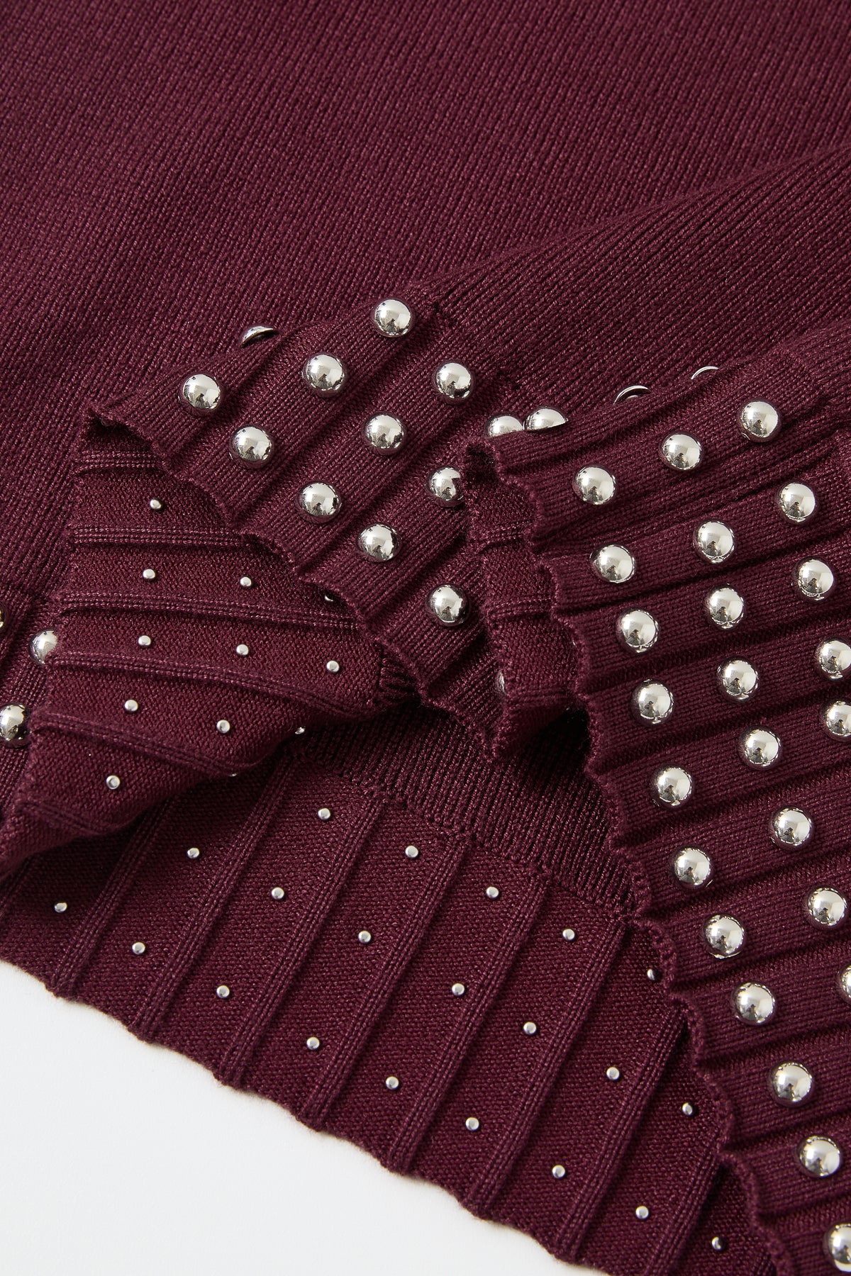 Knit Stud Embellished Short Slv Midi Dress