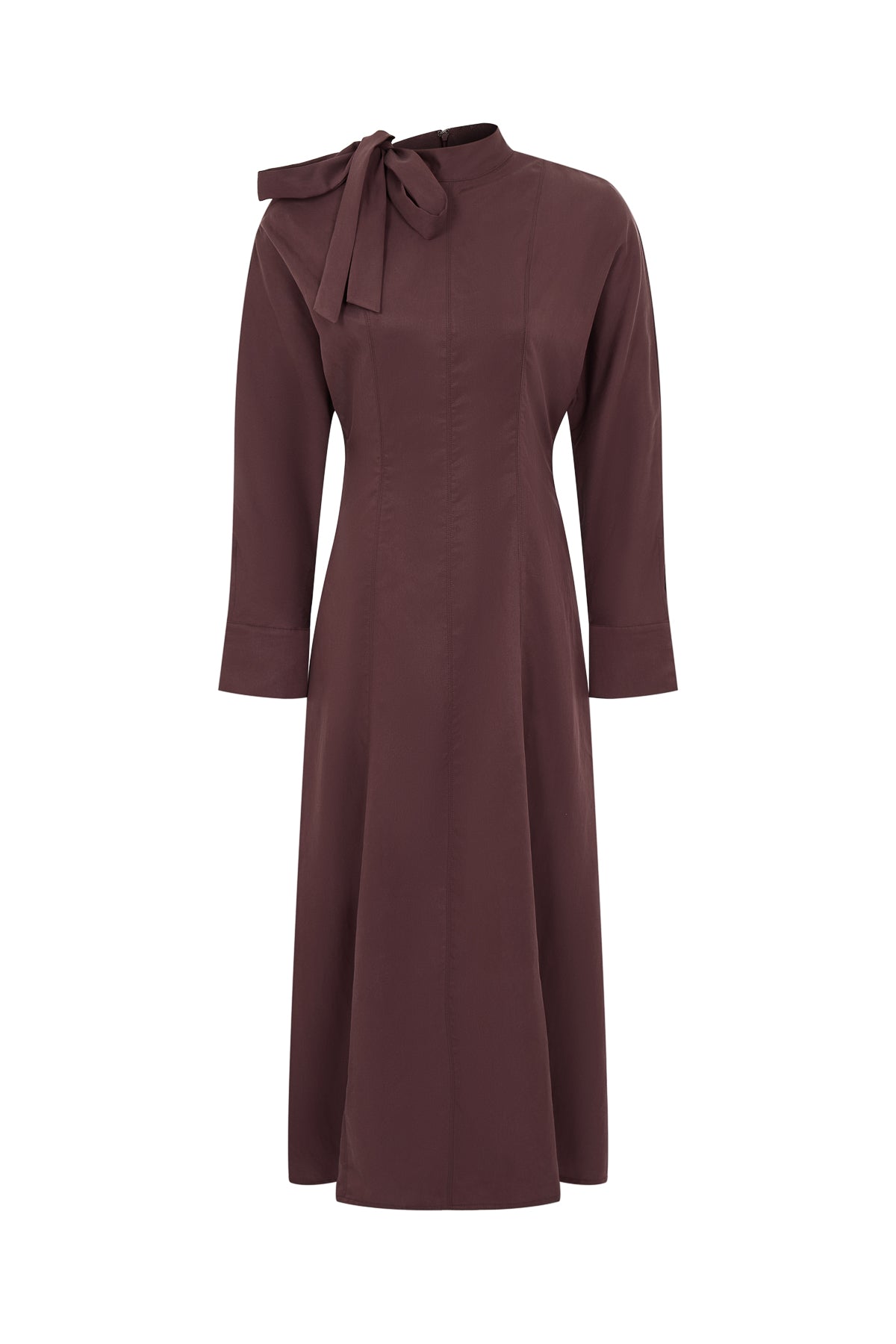 Paulette Woven Midi Dress With Shoulder Cut Out And Tie