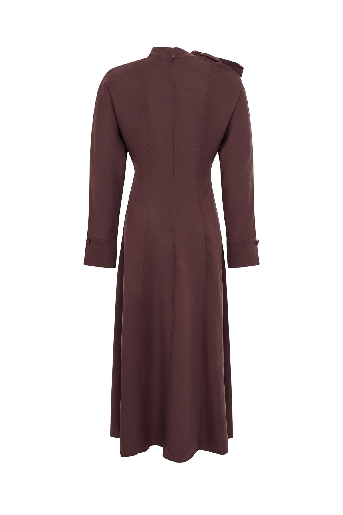 Paulette Woven Midi Dress With Shoulder Cut Out And Tie