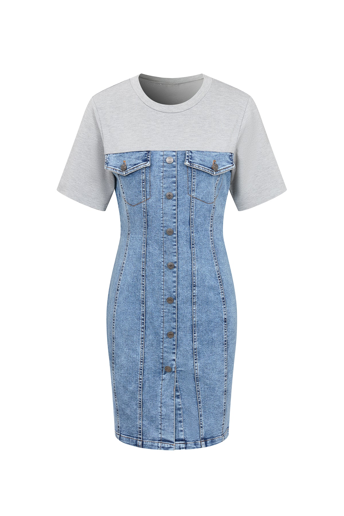 Eve Denim short sleeve dress with contrast