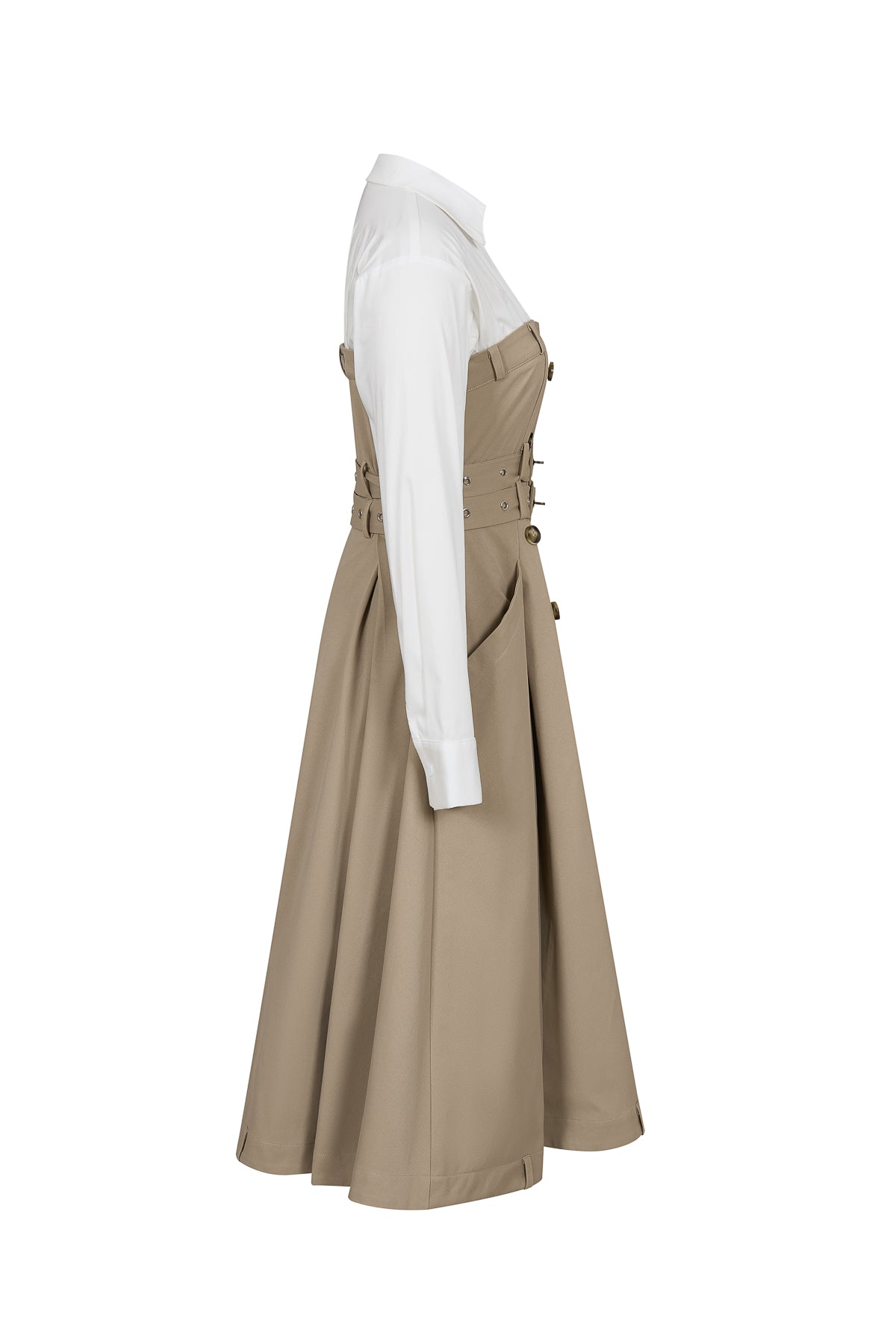 Trench Midi Dress With Shirt Combo