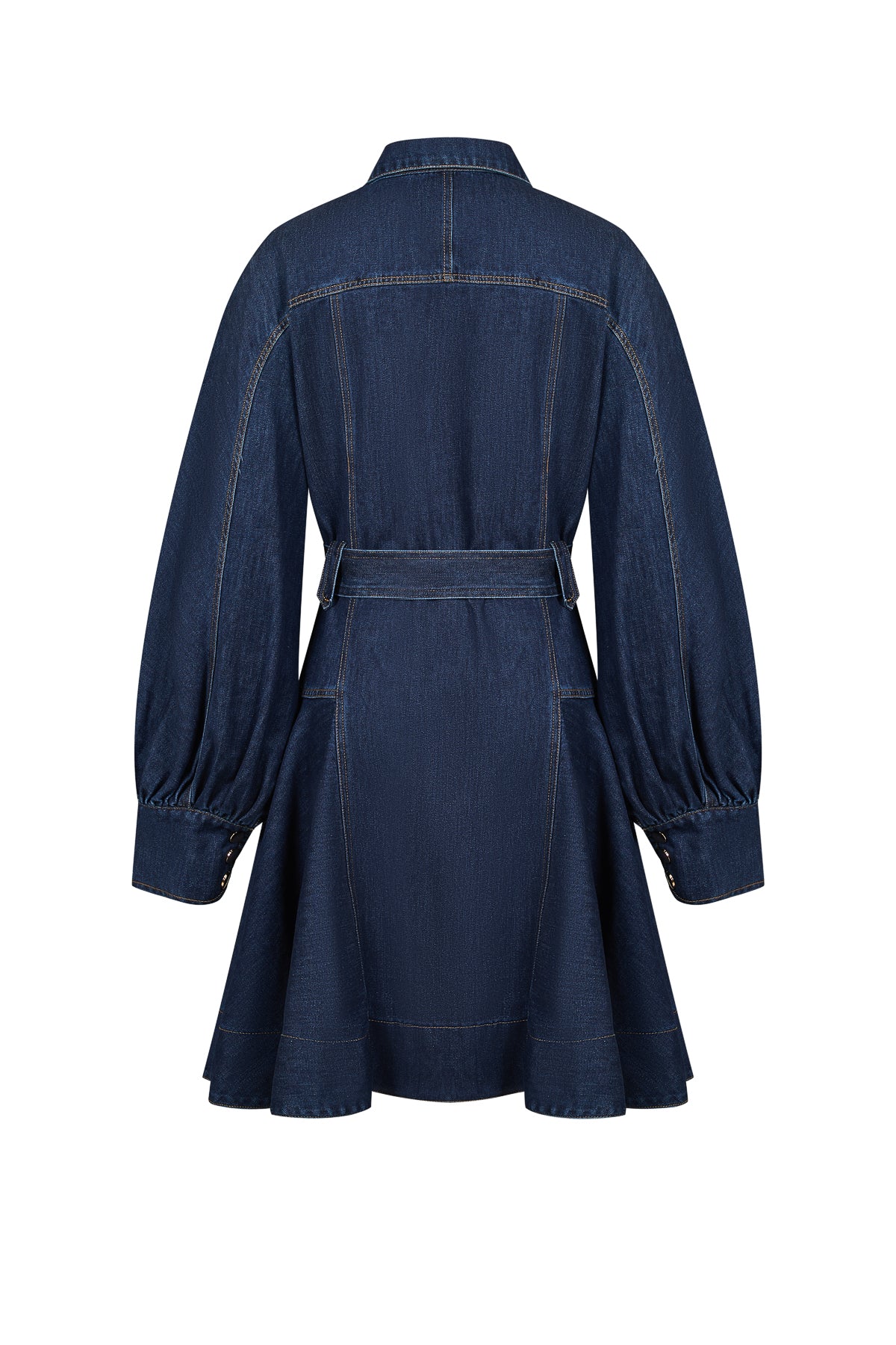 Denim long sleeve dress with belt