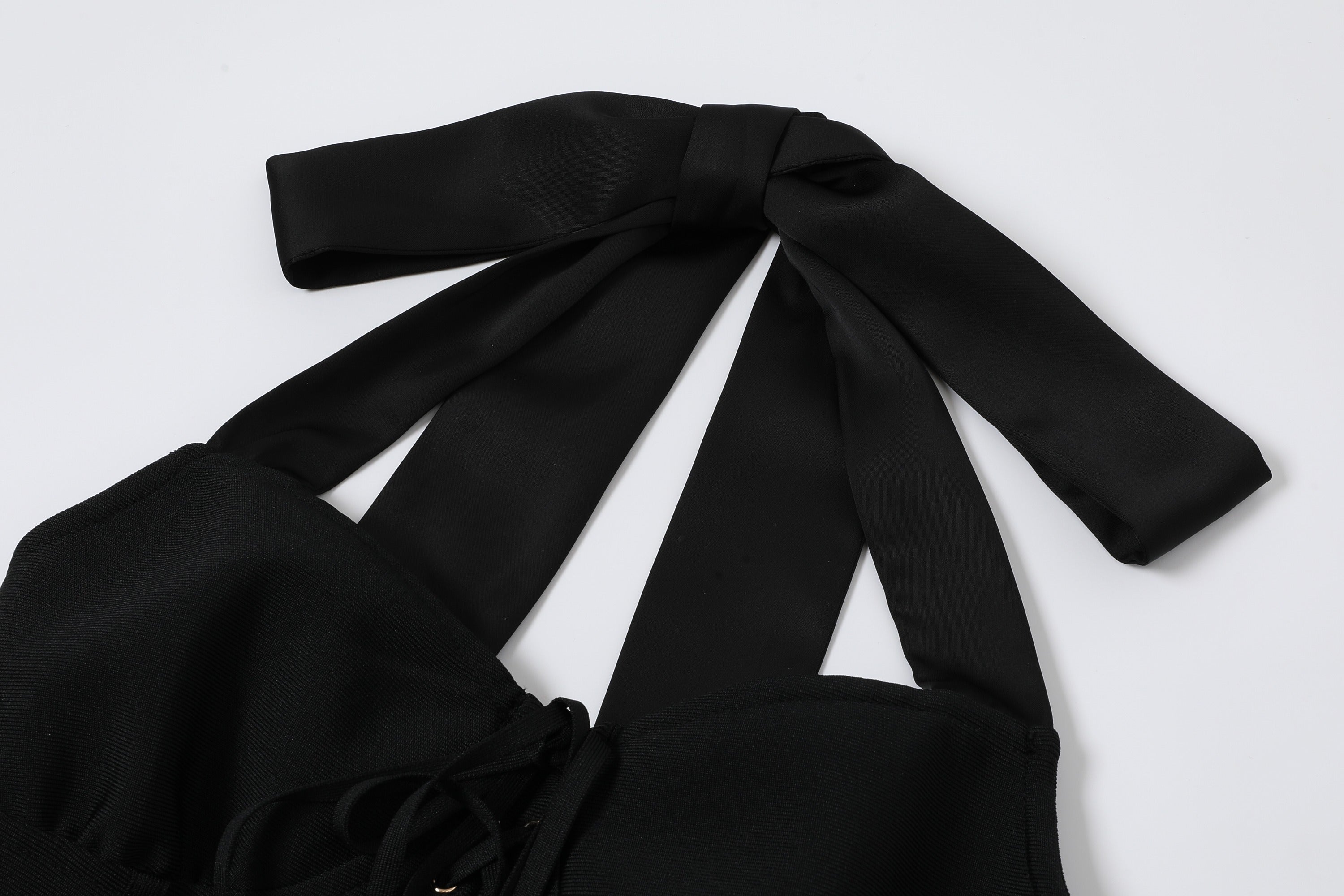 Bandage Halter Midi Dress with Lace Up Detail