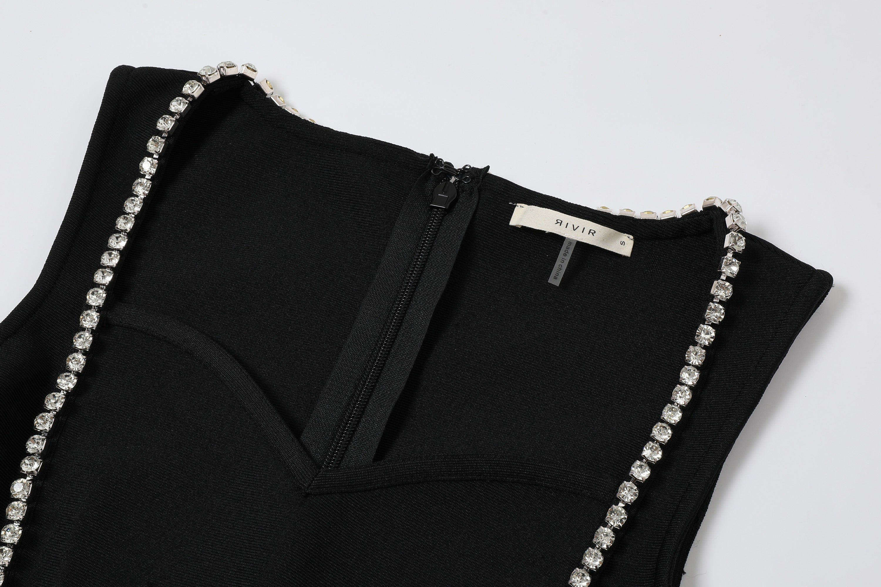 Sleeveless Bandage Dress with Rhinestones