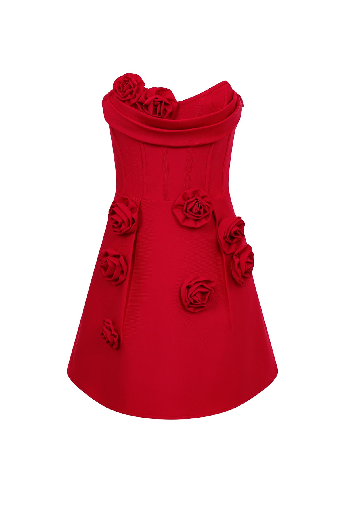 Sculpted Elegance Rosette Appliqué Bandage Dress