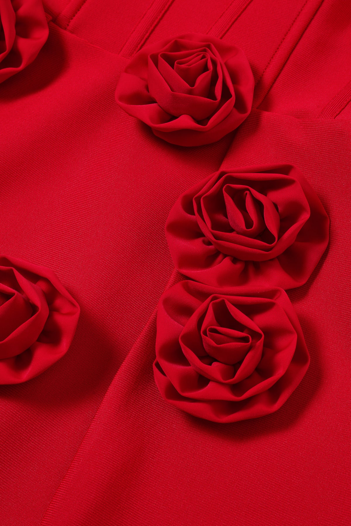 Sculpted Elegance Rosette Appliqué Bandage Dress