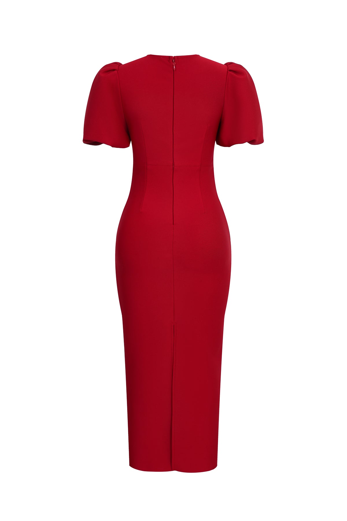 Bandage Puff Sleeve Maxi Dress With Rhinestone Bows