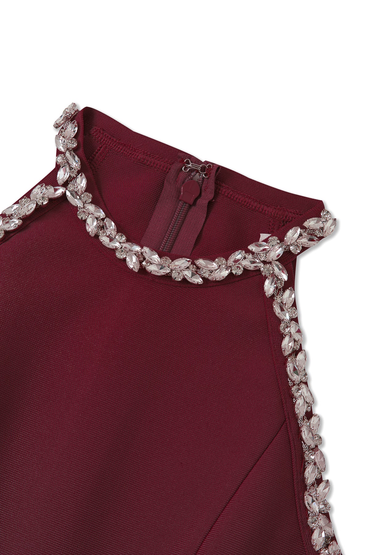 Sleeveless Bandage Dress with Rhinestones