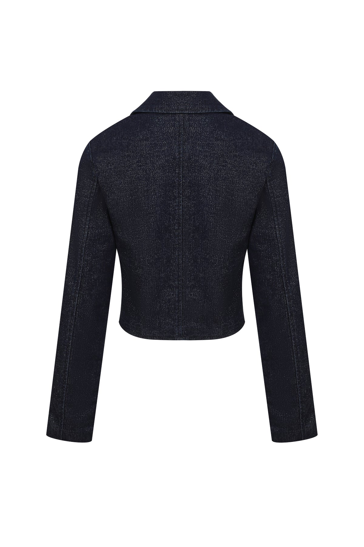 Double-Breasted Lurex Denim Frame Jacket