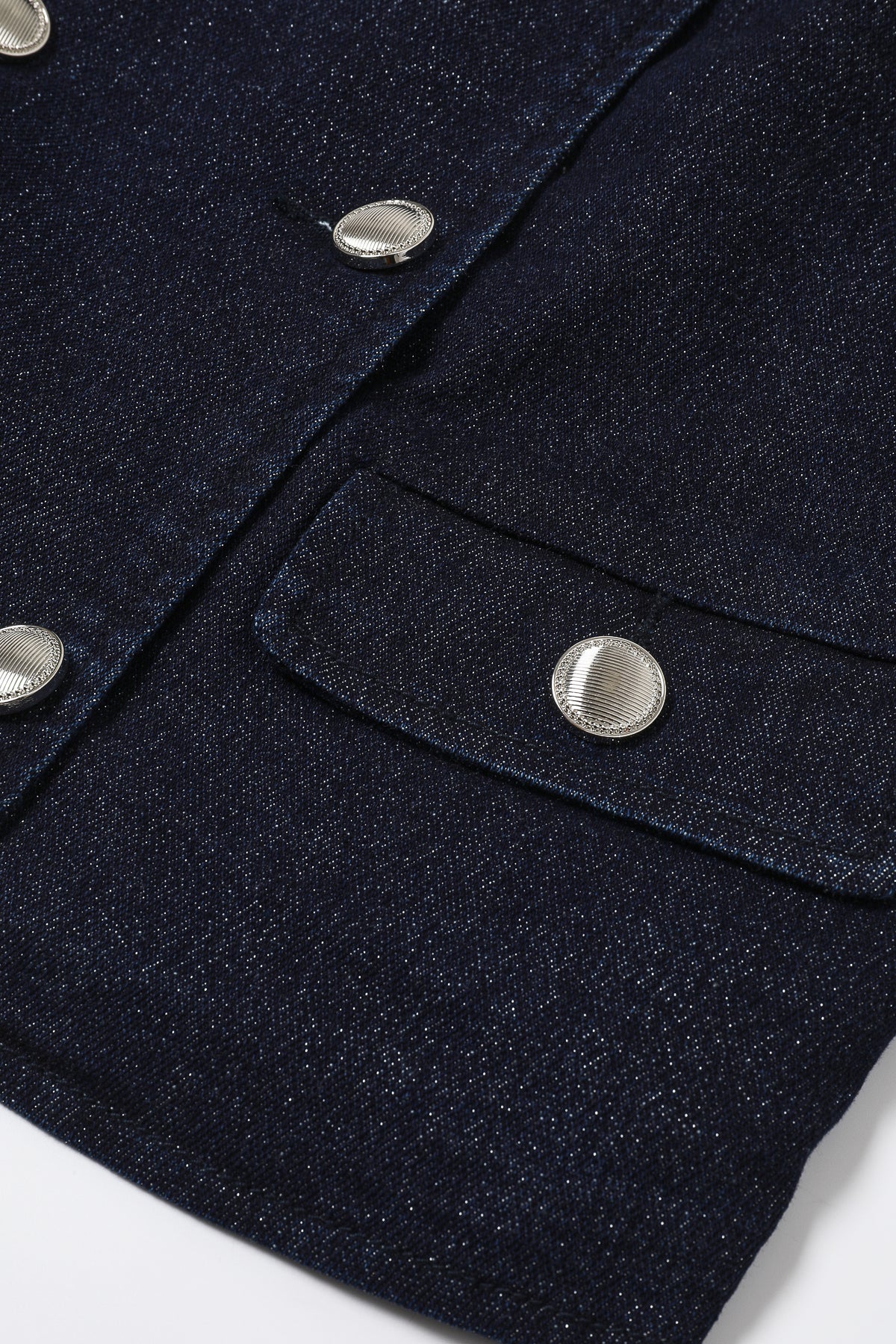 Double-Breasted Lurex Denim Frame Jacket