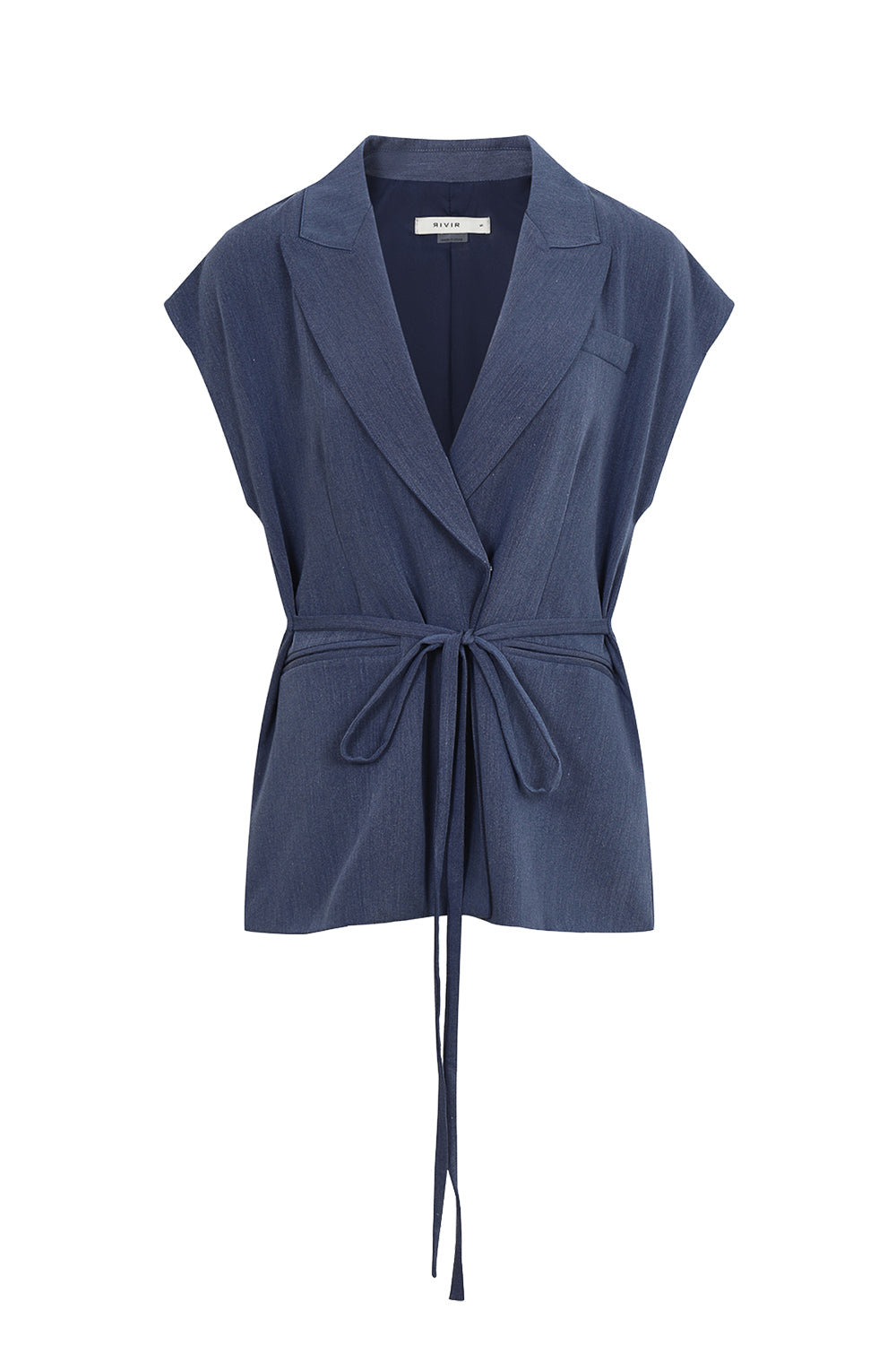 Essential Pintuck Woven Sleeveless Blazer Vest