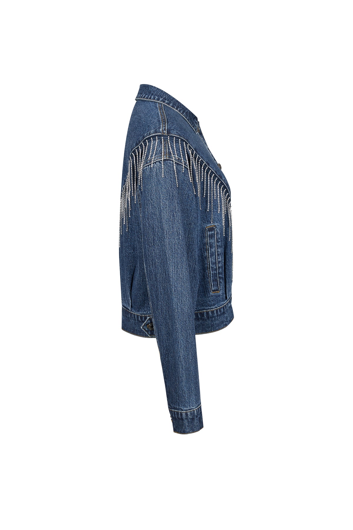 Embellished Fringe Detail Denim Jacket
