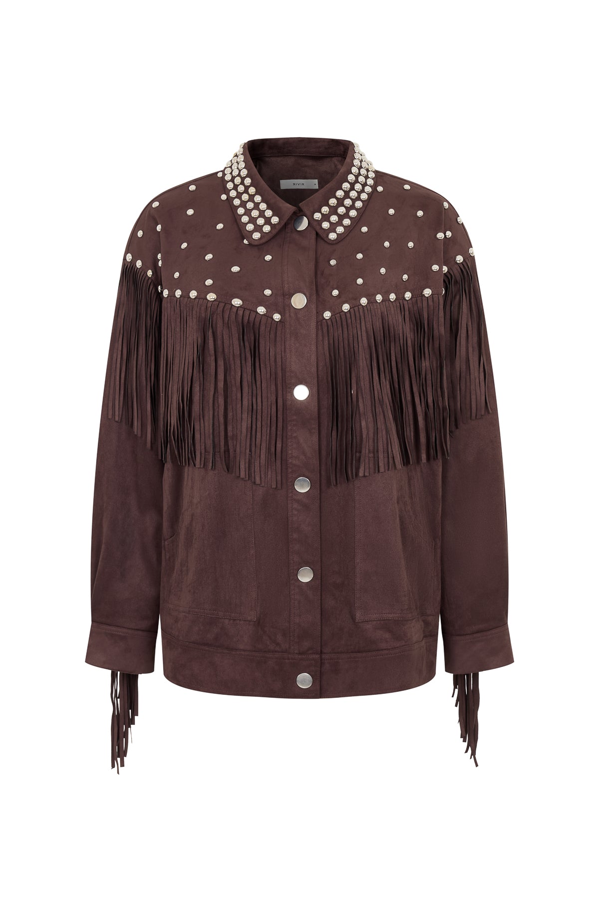 Stud & Fringe Detail Suede Jacket