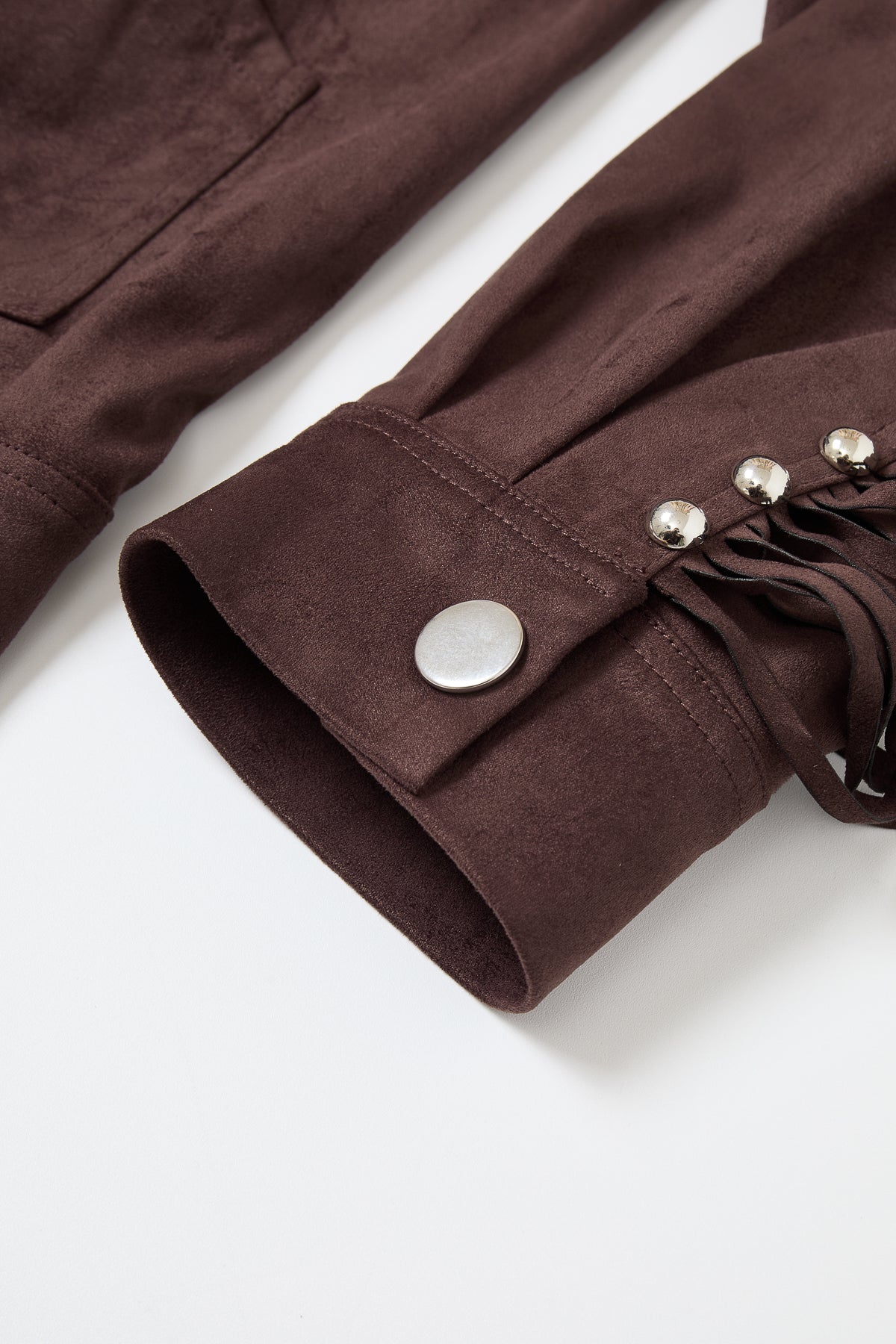 Stud & Fringe Detail Suede Jacket