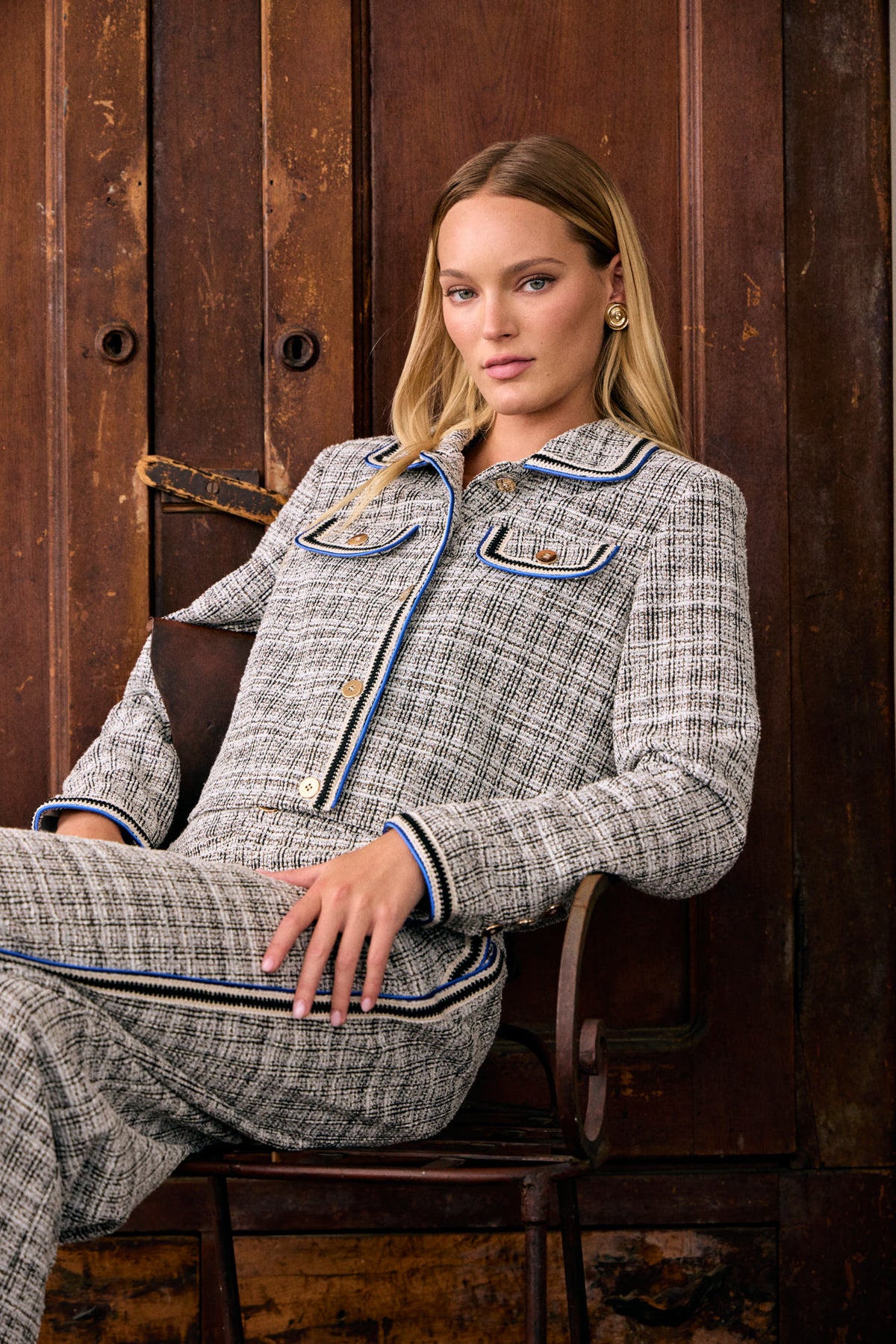 Stretchy Tweed Crop Jacket