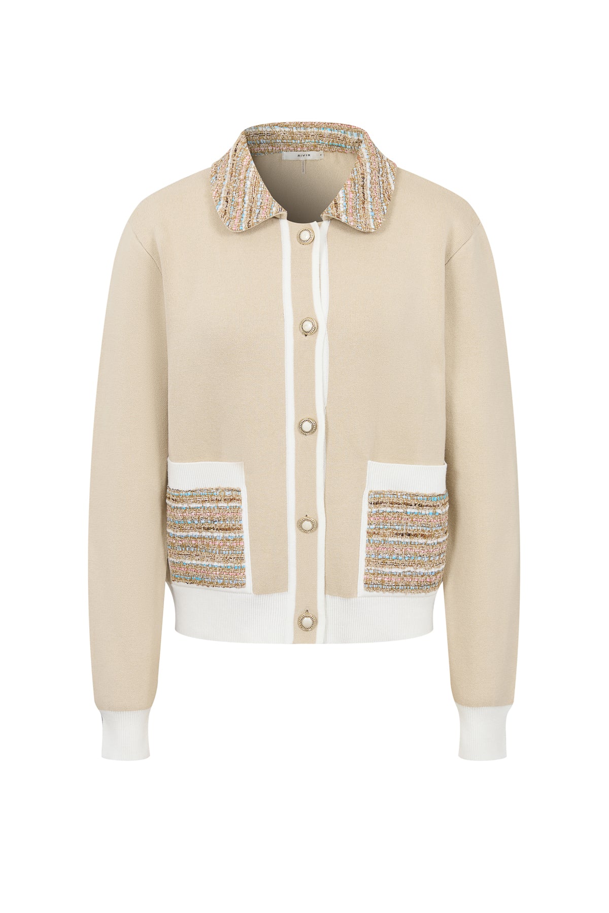 Tweed Collar Mix Cardigan