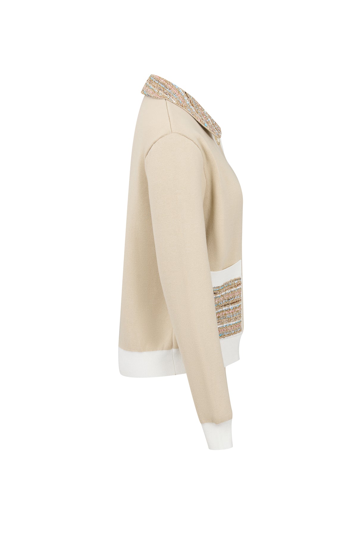 Tweed Collar Mix Cardigan