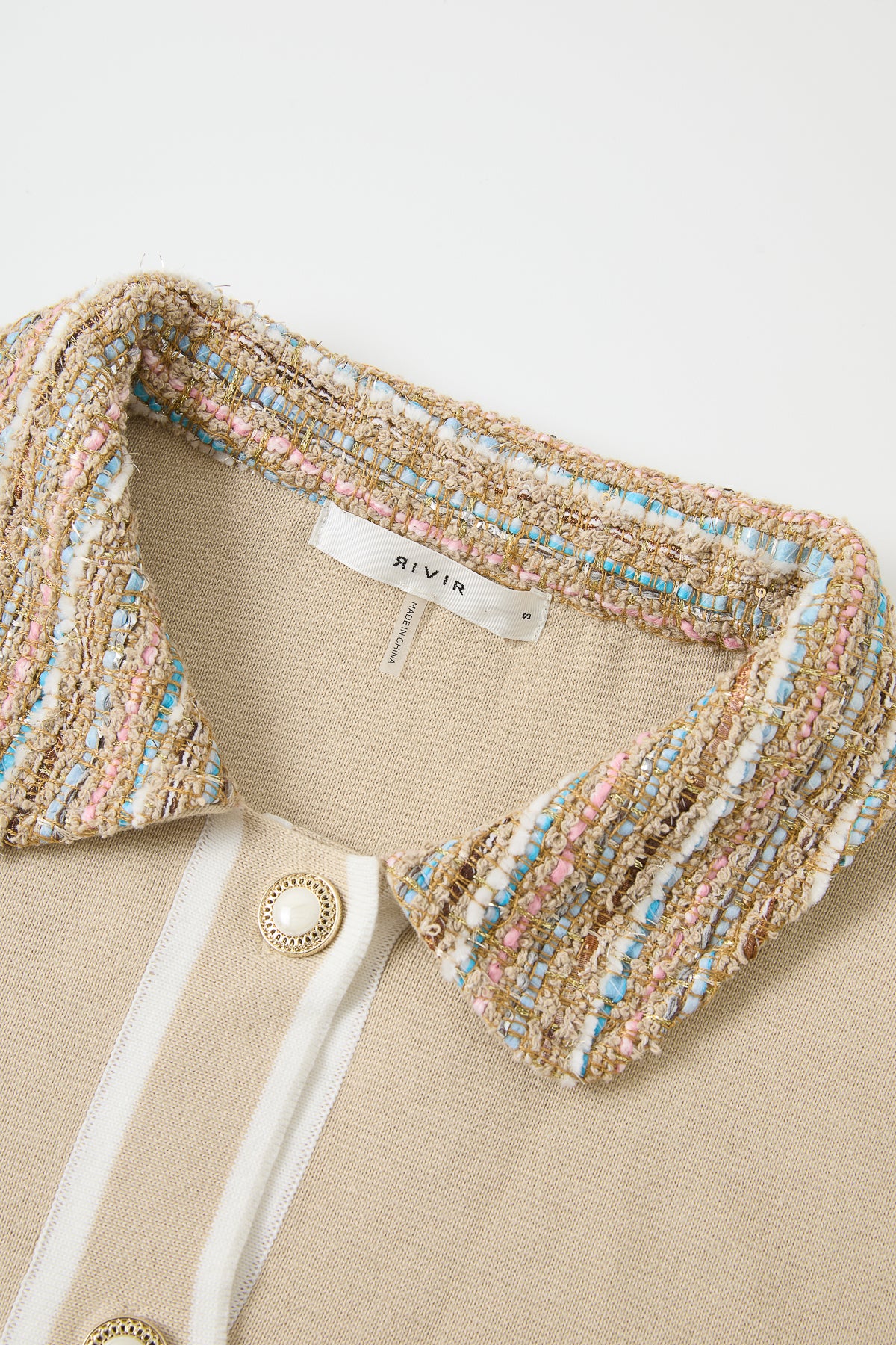 Tweed Collar Mix Cardigan