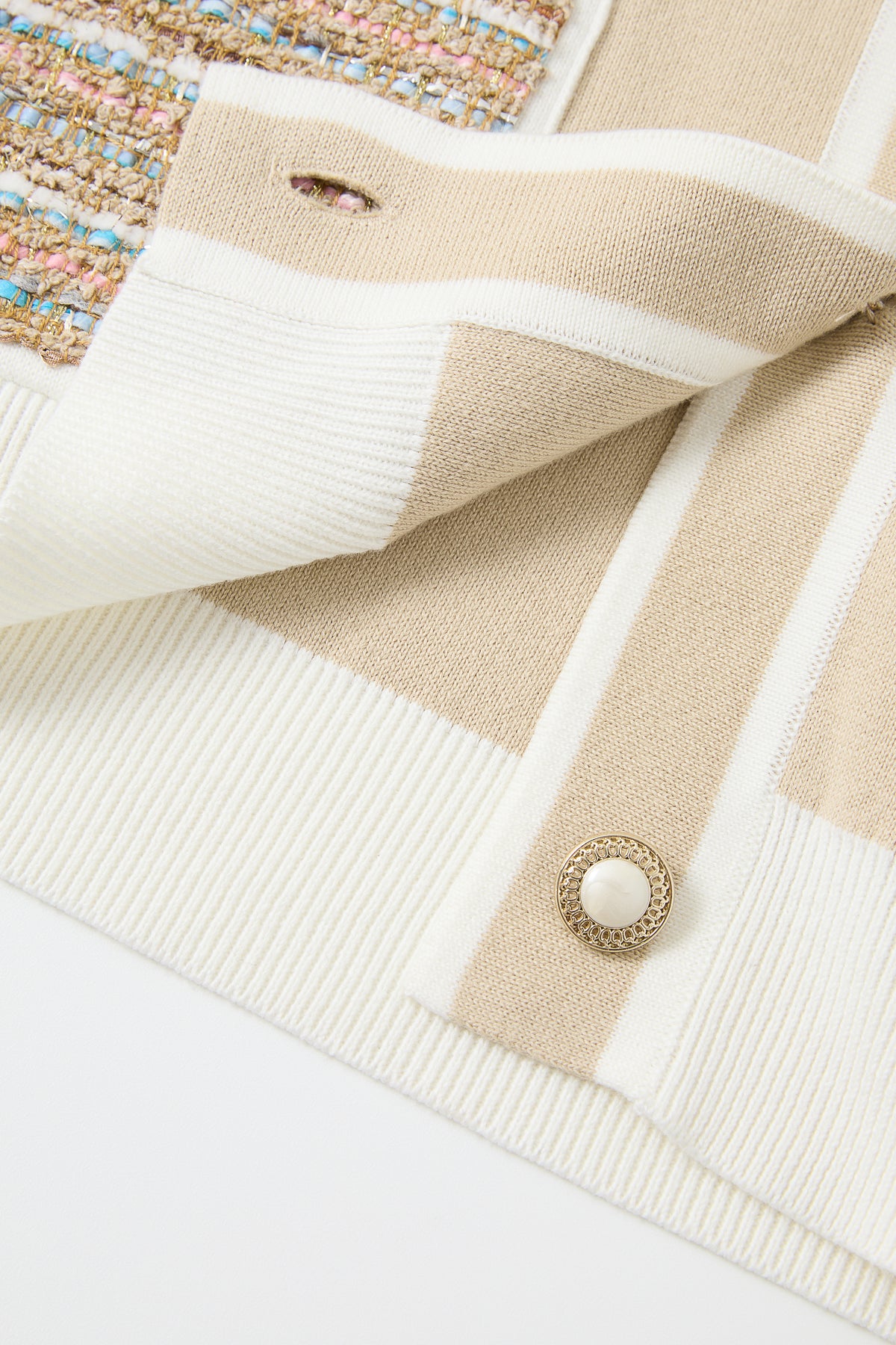 Tweed Collar Mix Cardigan