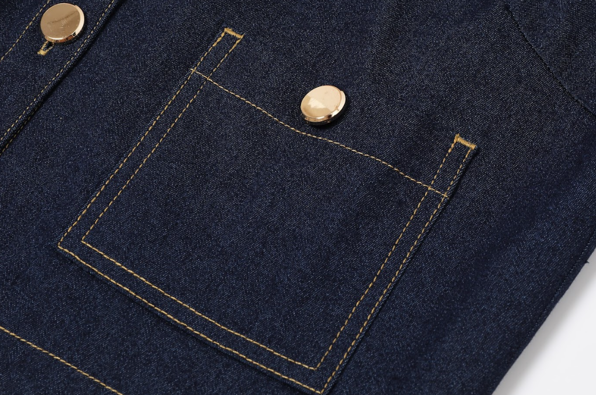 Contrast Topstitch Denim Jacket