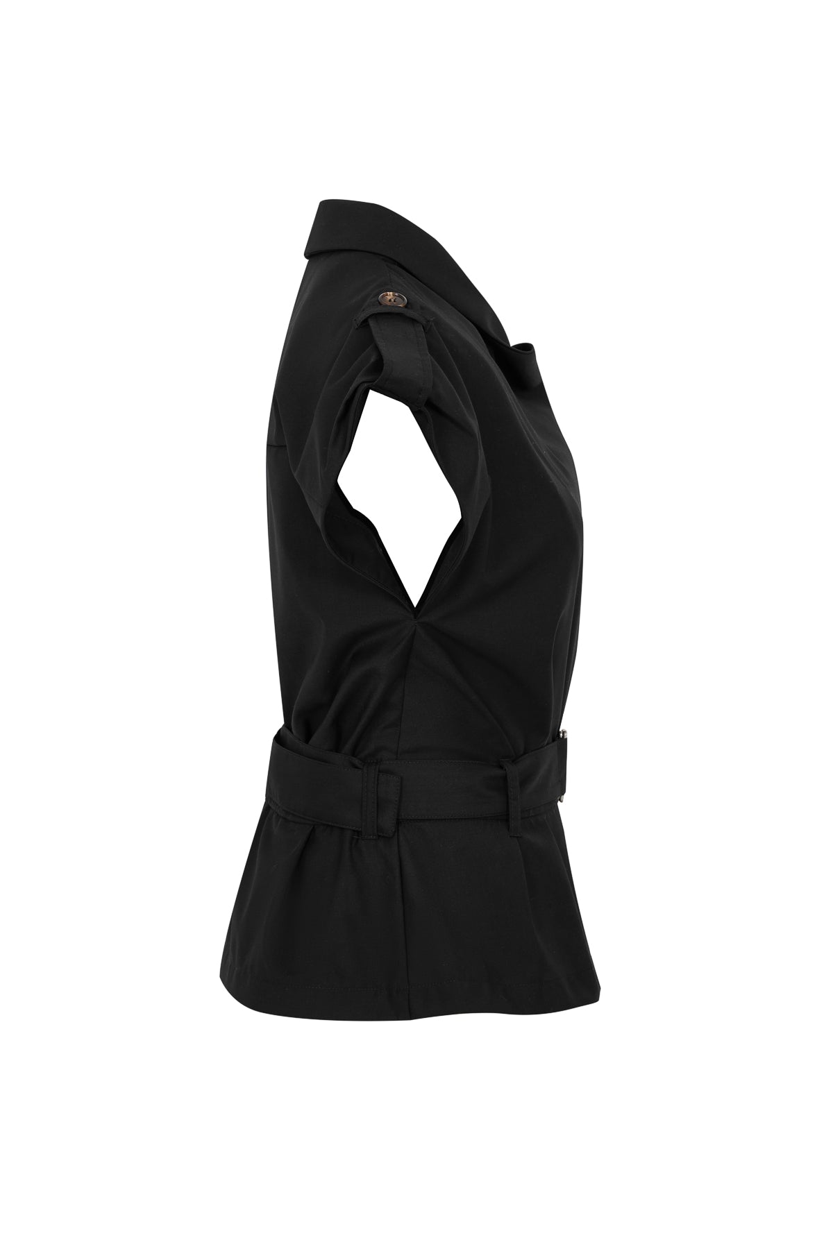 Woven Safari Draped Sleeveless Jacket