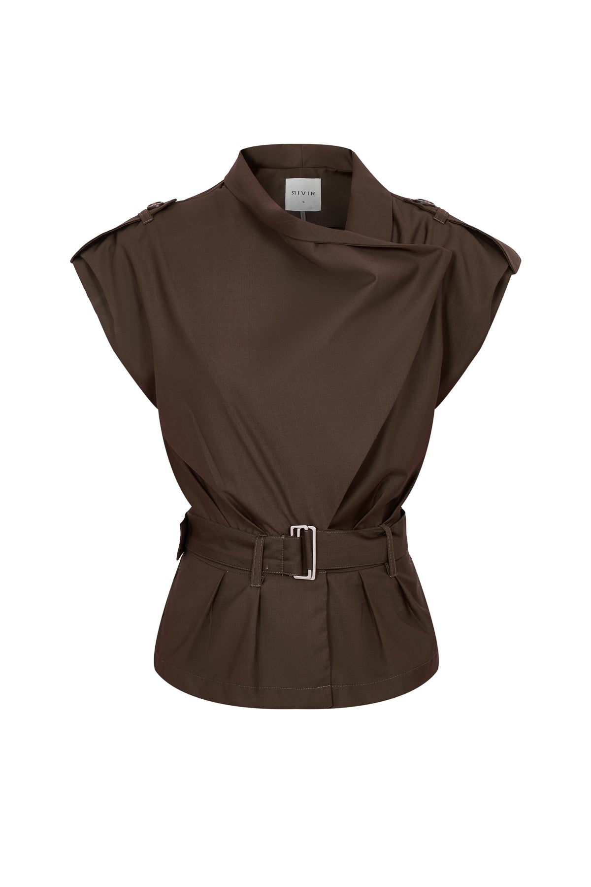 Woven Safari Draped Sleeveless Jacket