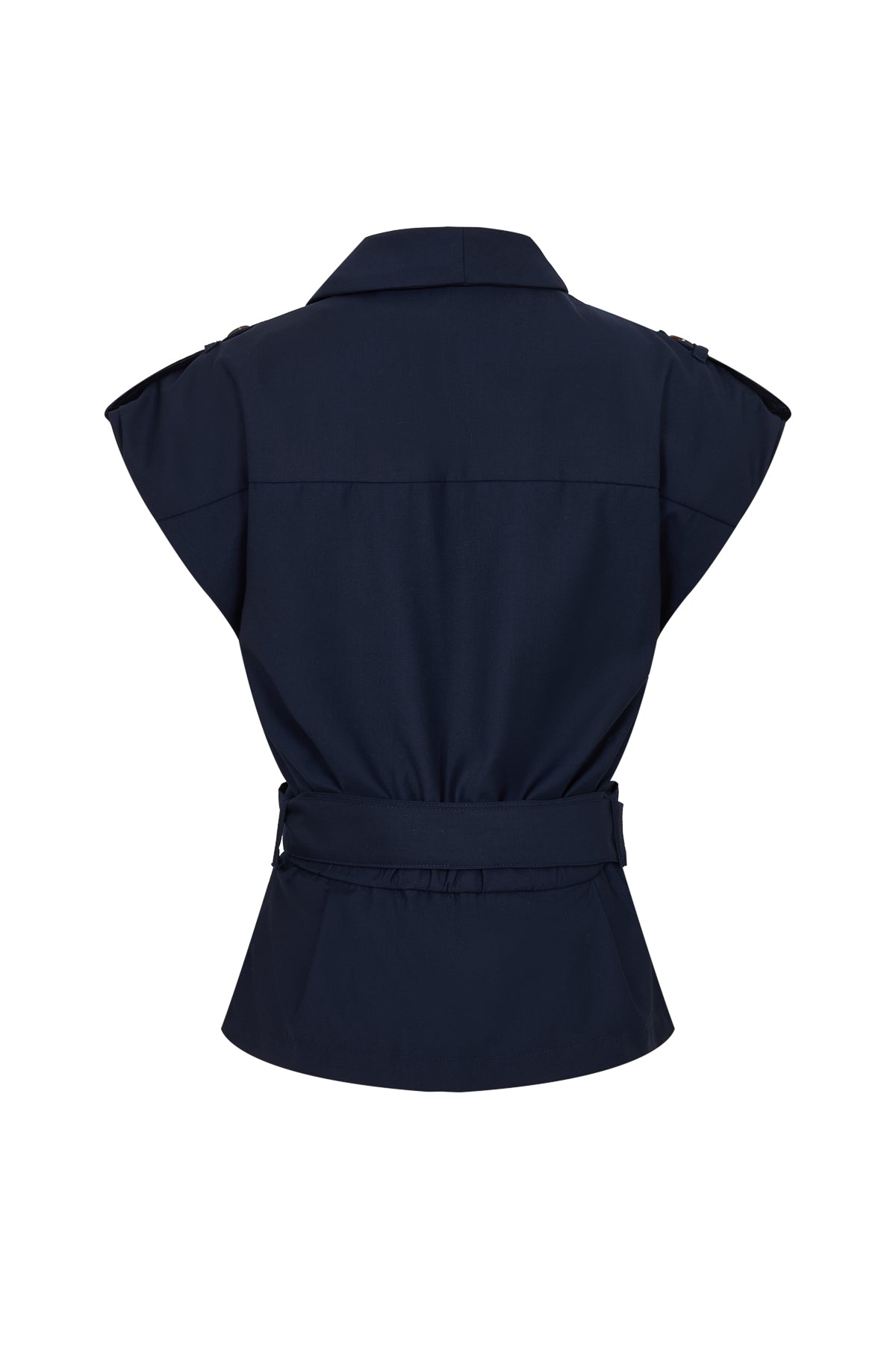 Woven Safari Draped Sleeveless Jacket