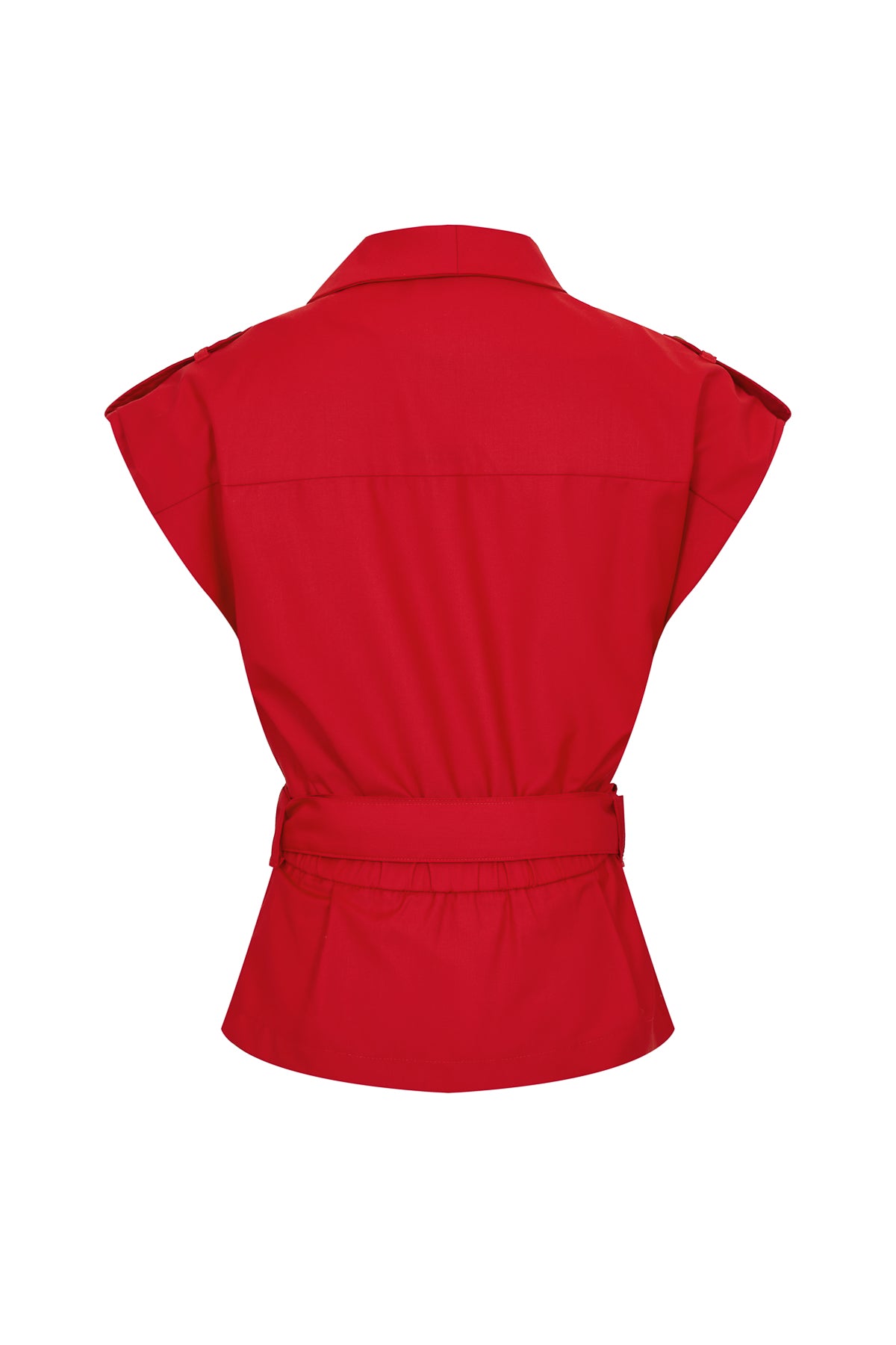 Woven Safari Draped Sleeveless Jacket