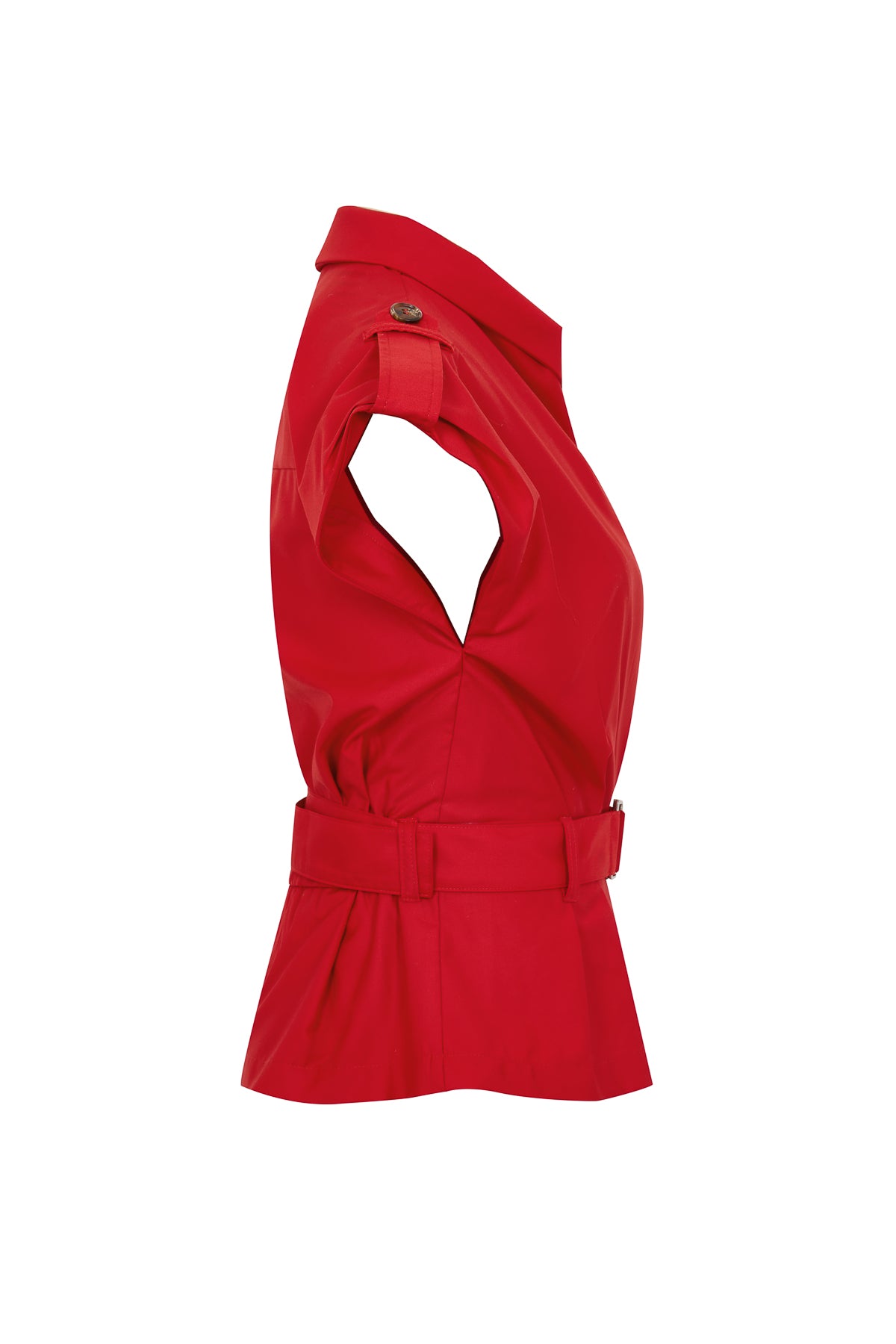 Woven Safari Draped Sleeveless Jacket