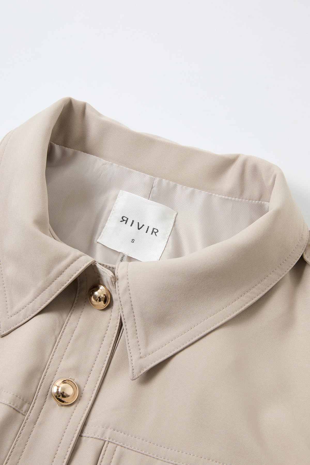 Woven Short Sleeve Safari Jacket with Gold Accent Buttons